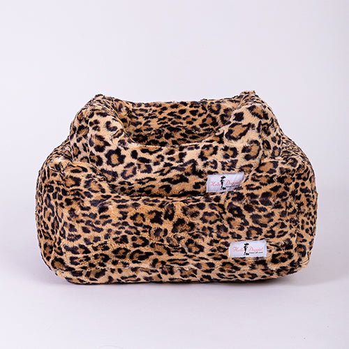 Luxury Leopard Print Cashmere Dog Bed - Soft & Warm Pet Bed for Small to Medium Dogs - Perfect for Home, Crate, or Travel Use