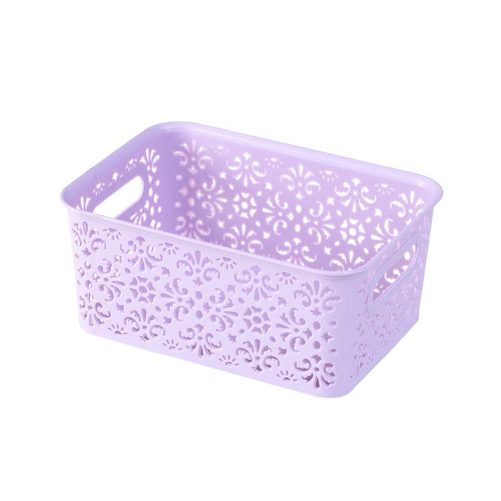 Plastic Shelf Baskets - Small Purple Open Storage Organizer for Underwear, Clothes, Toys & Kitchen Items | Desktop & Cabinet Storage Solution | Durable Hollow Design for Home & Office Organization