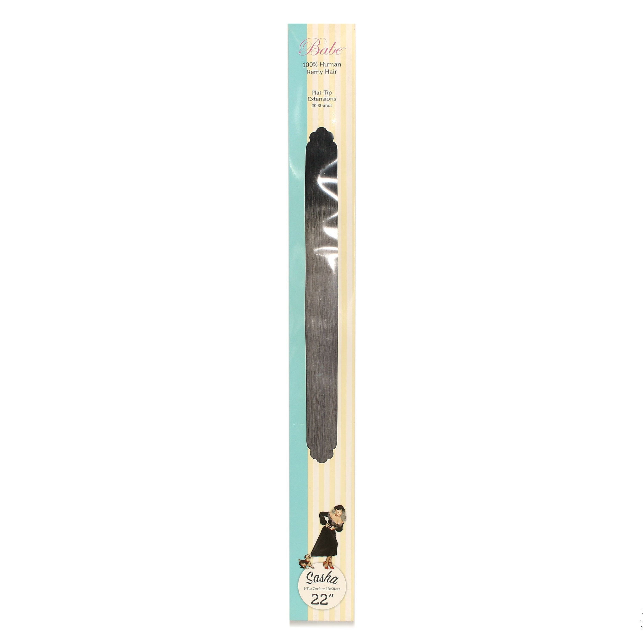100% Human Remy Hair Extensions - Babe Sasha I-Tip Ombre 1B/Silver 22