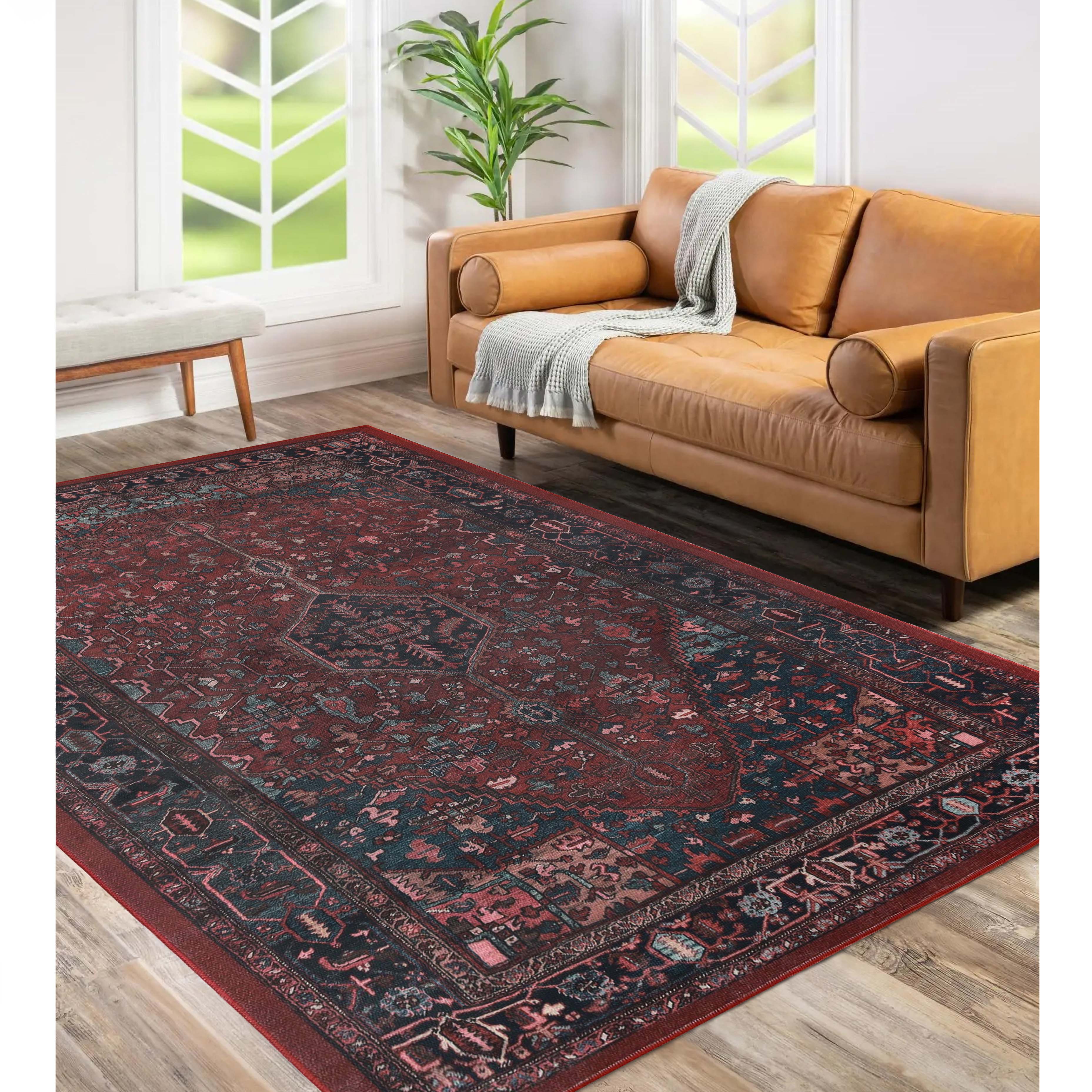Vintage Cardinal Machine Washable Indoor Area Rug - Soft Non-Slip Living Room Carpet, Bedroom Runner for Home Decor (5x8 Feet) | Perfect for Cozy Spaces, Dorm Rooms & Pet-Friendly Homes