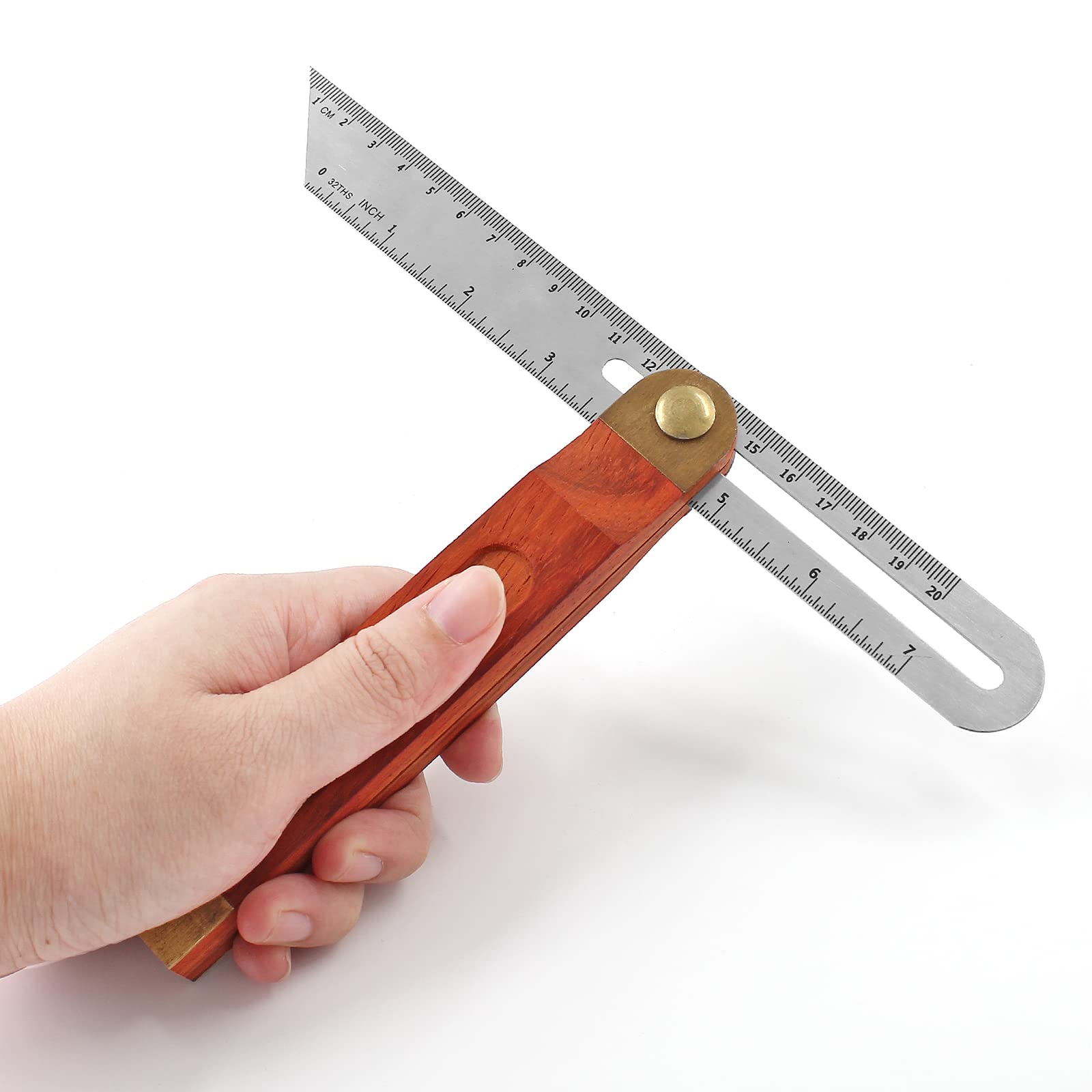 9 Inch T-Bevel Angle Finder Sliding Gauge - Adjustable Ruler Protractor with Hardwood Handle & Metric Marks - Perfect for Woodworking, Carpentry, and DIY Projects
