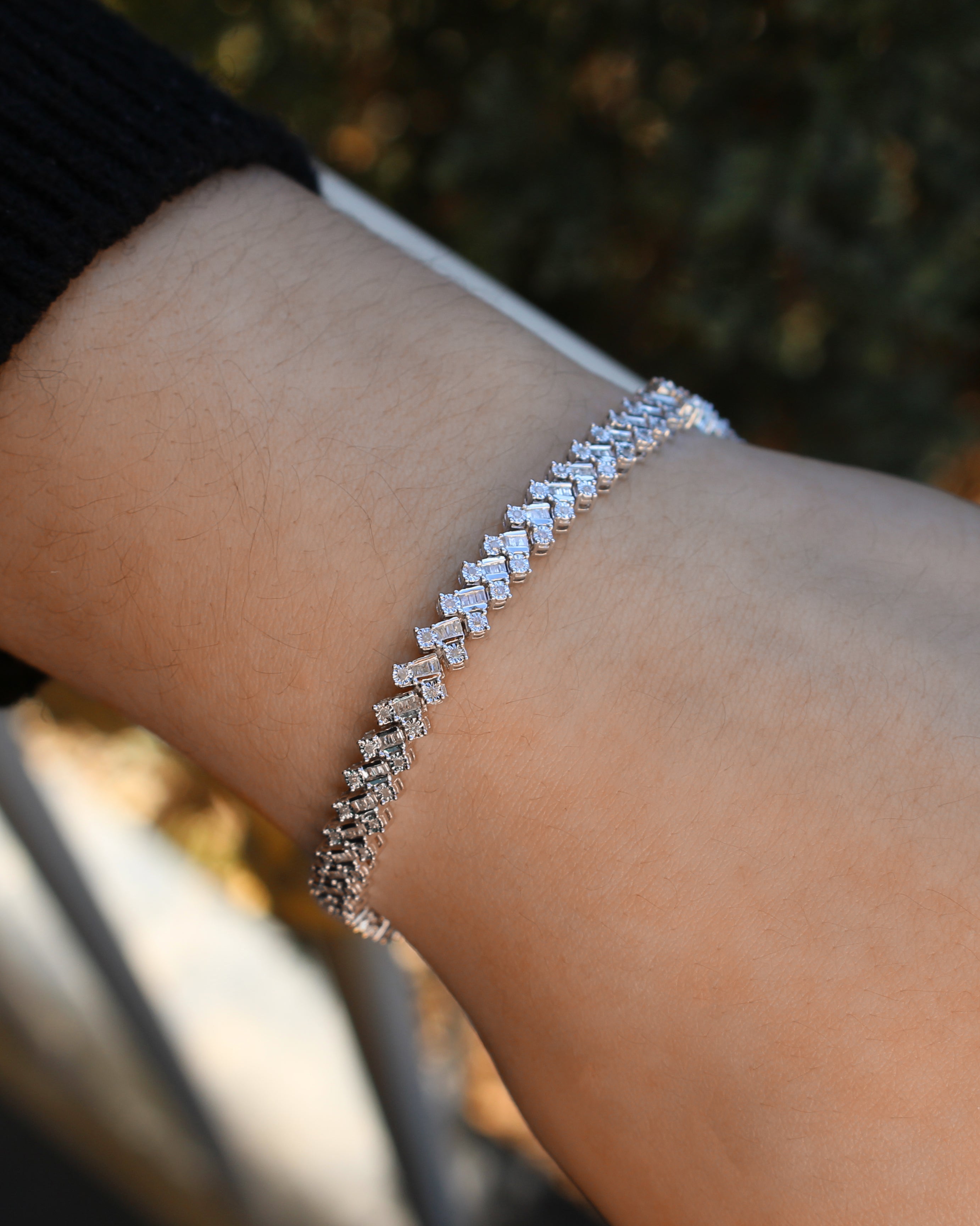 1 Carat Diamond Sterling Silver Bracelet - 18cm Elegant Jewelry for Women, Perfect for Weddings, Anniversaries & Special Occasions
