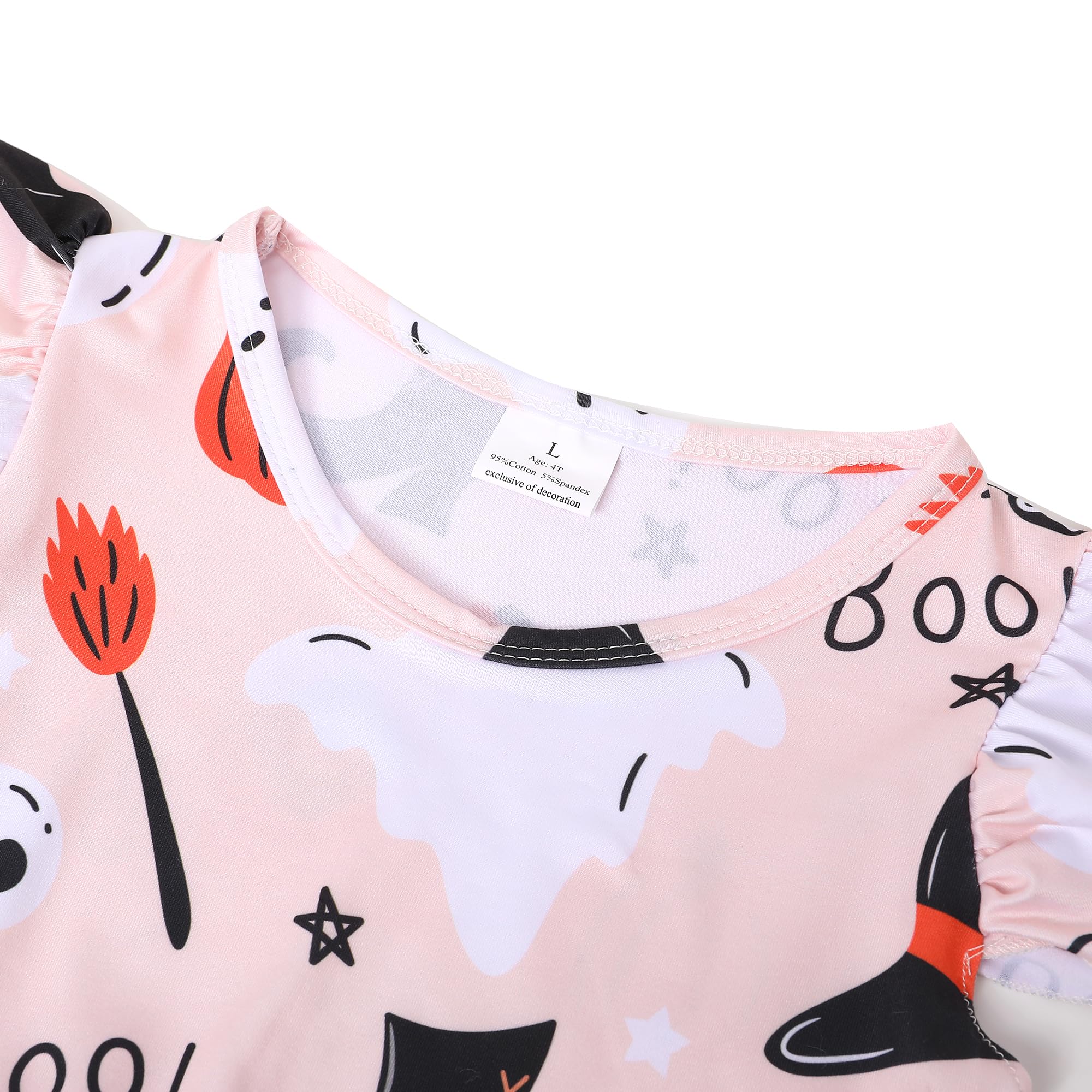 Halloween Toddler Girls Dress - Pumpkin Spider Ghost Print Short Sleeve Dresses for 2-8 Years | Perfect for Trick-or-Treating & Costume Parties