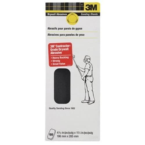 3M 10207 80D Grit Drywall Sanding Sheets - 4 3/16 x 11 1/4 Inches, 100-Pack | Premium Drywall Sandpaper for Smoothing Walls & Ceilings | Ideal for Home Renovation & Professional Construction Projects