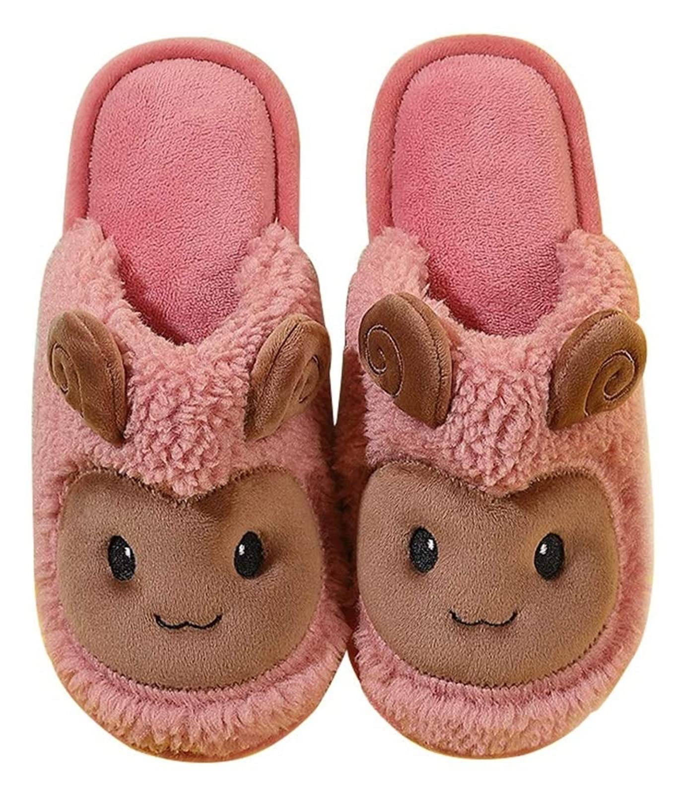 HAOKTSB Women's Winter Non-Slip Plush Slippers - Cute Cartoon Sheep Design, Warm Cotton House Shoes for Indoor Comfort, Perfect for Home, Office & Lounge Wear