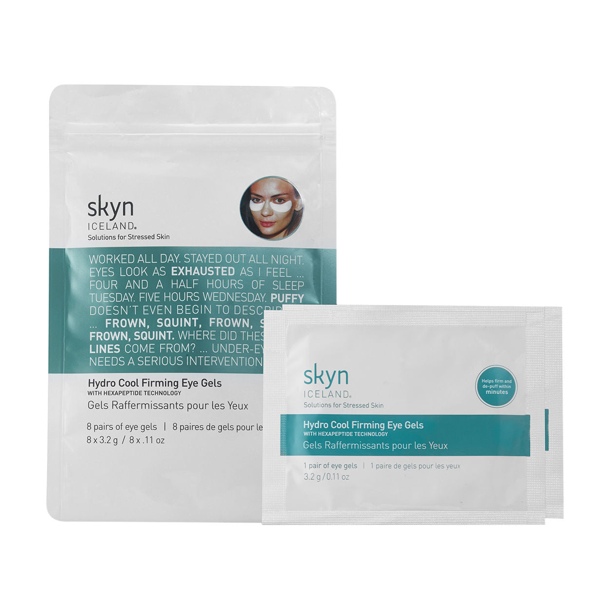 Hydro Cool Firming Eye Gels for Dark Circles & Puffiness - Soothing Under Eye Patches for Refreshed Look - Perfect for Morning Routine & Travel Skincare