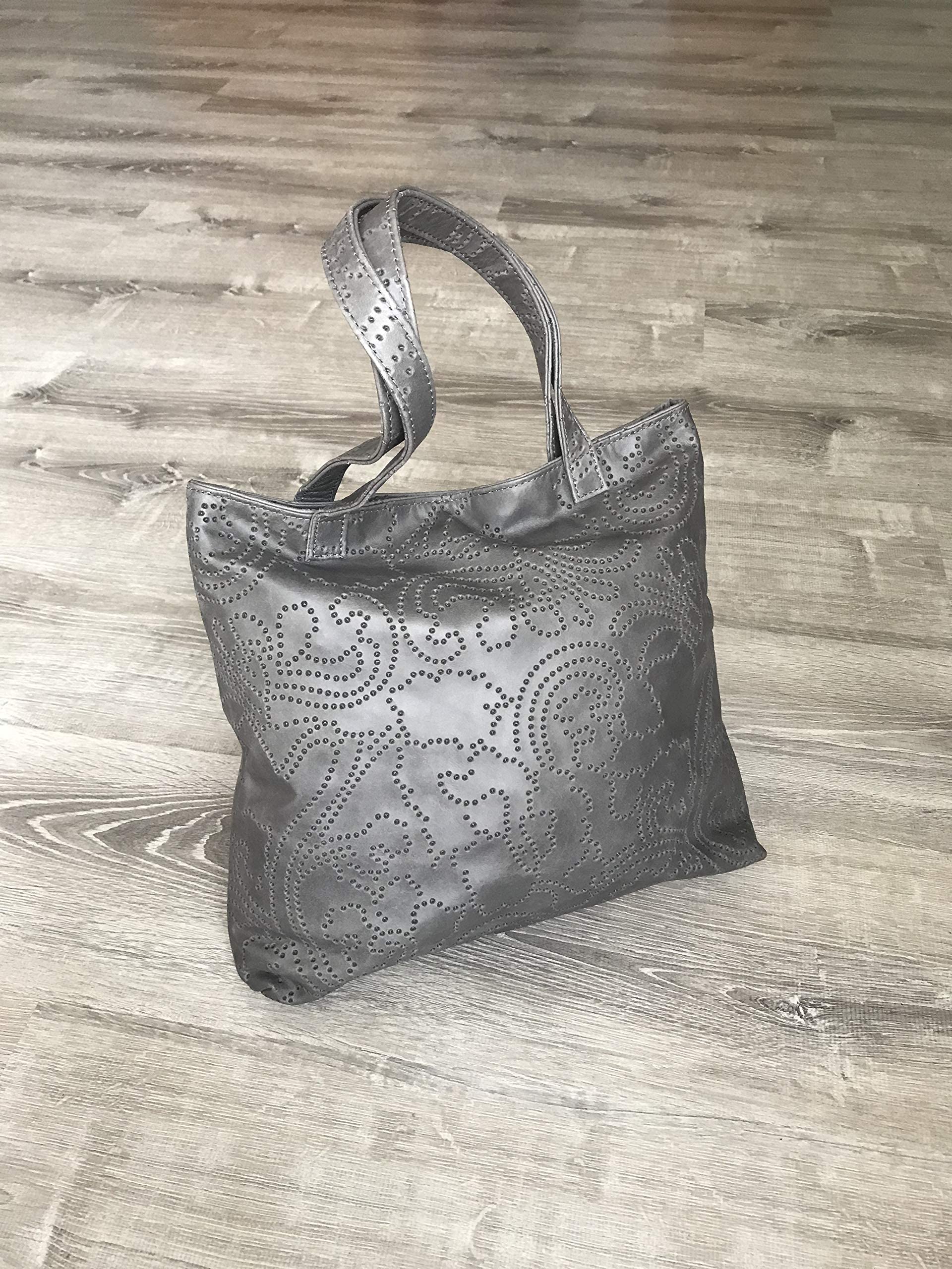 Fgalaze Women's Gray Leather Shoulder Bag - Embossed Design Handbag & Tote for Work, Travel & Everyday Use - Yosy Collection