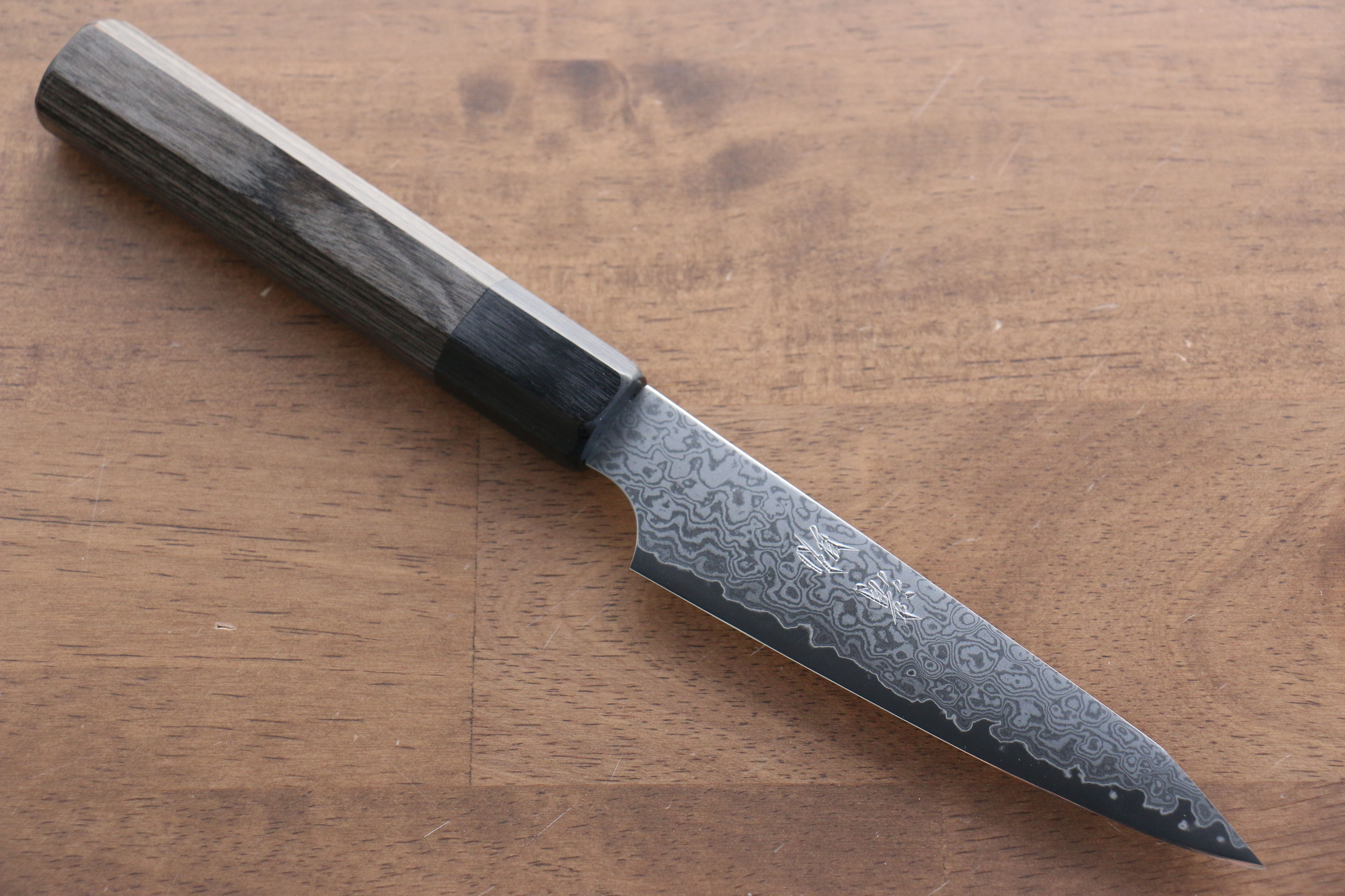 Seisuke VG10 33-Layer Damascus Kiritsuke Petty Utility Knife 120mm - Gray Pakkawood Handle - Perfect for Sushi, Vegetables & Precision Kitchen Tasks