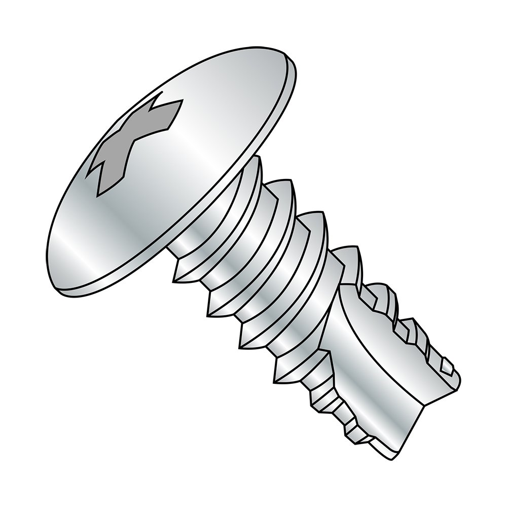 Small Parts 08045PT Zinc Plated Steel Thread Cutting Screw, Truss Head Phillips Drive Type 25, #8-18 Thread Size, 1/4