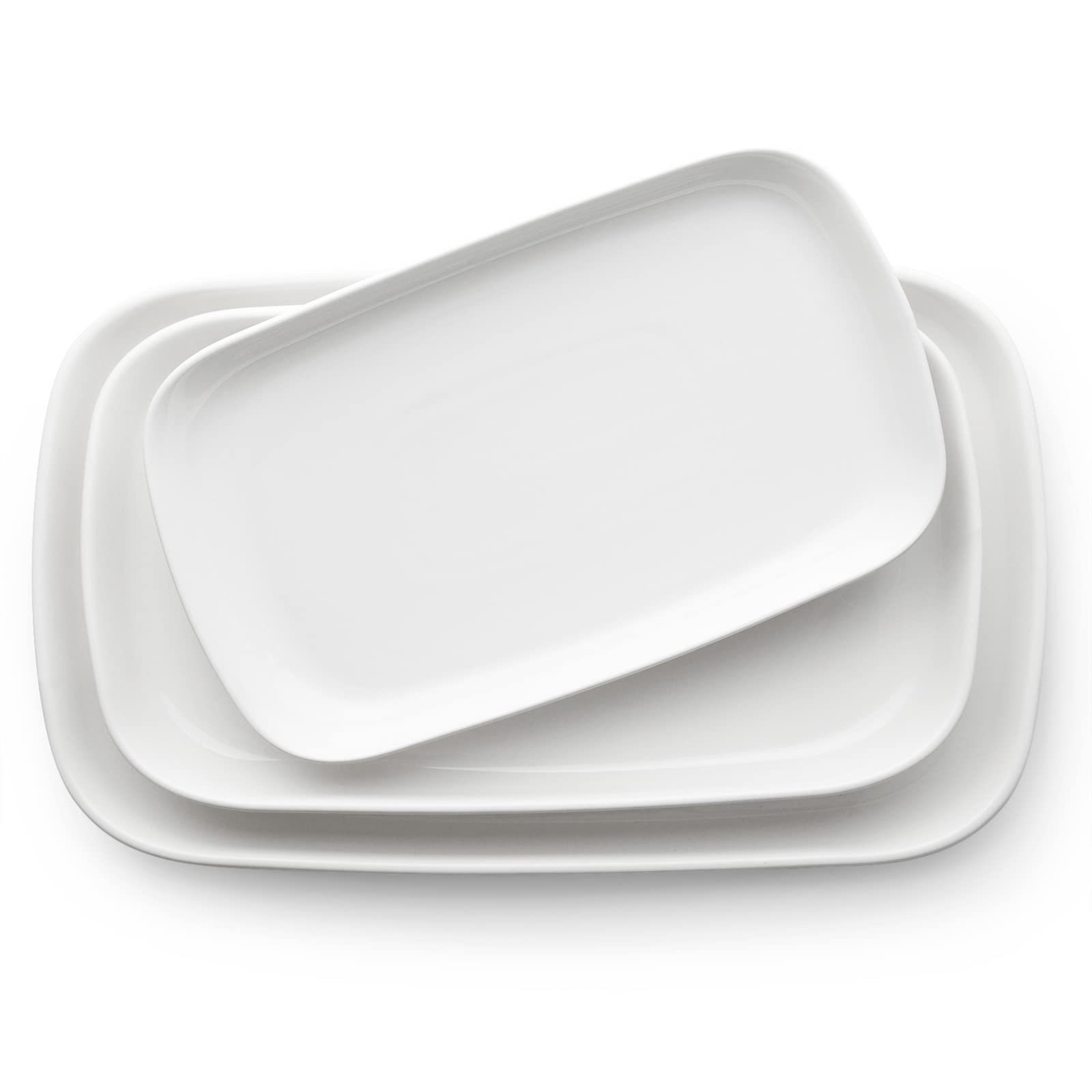 DOWAN 3-Piece White Porcelain Serving Platters Set - 16