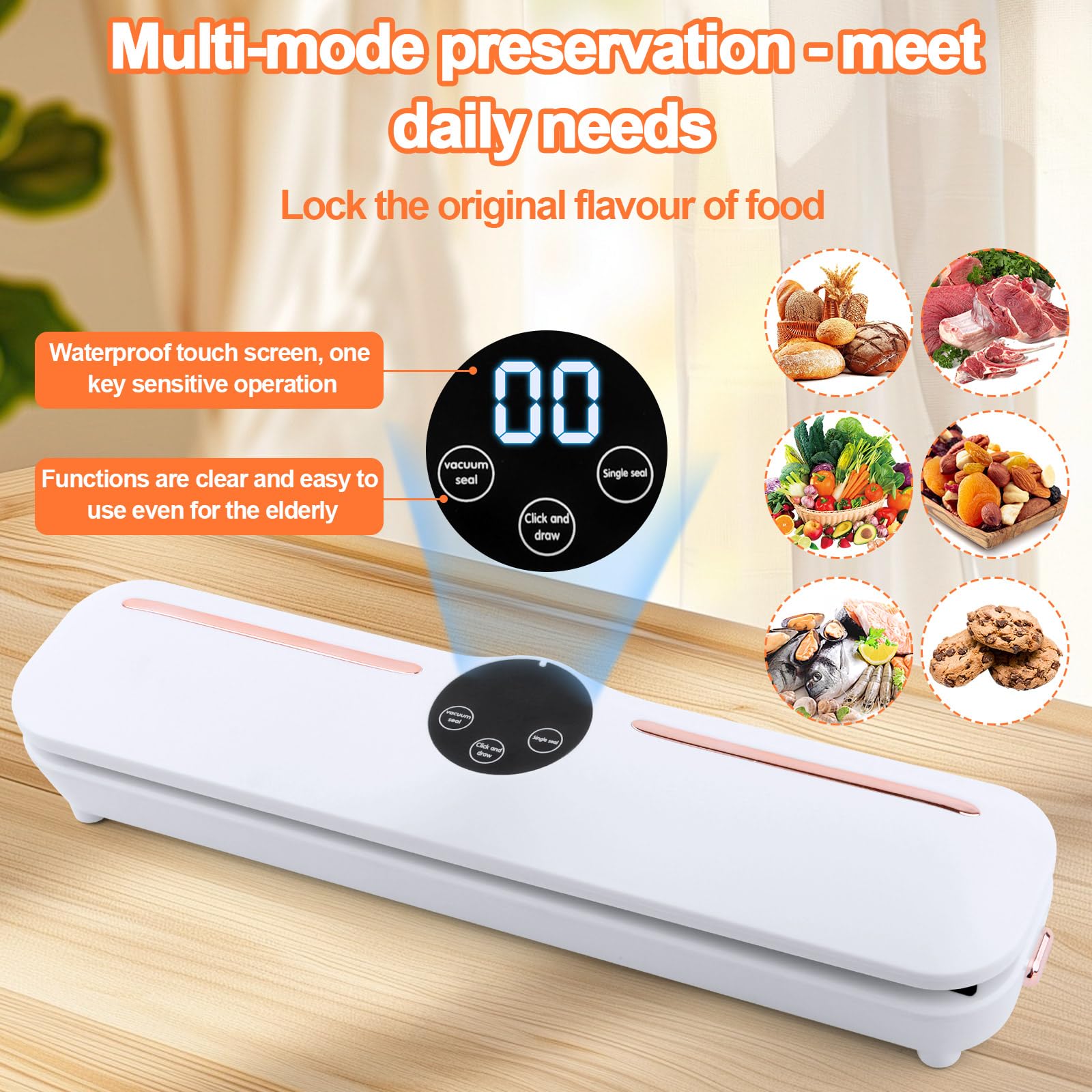MXTIMWAN Automatic Vacuum Sealer Machine for Food - Portable Vacuum Sealer with Automatic Sealing Function - Perfect for Meal Prep, Sous Vide, and Food Storage