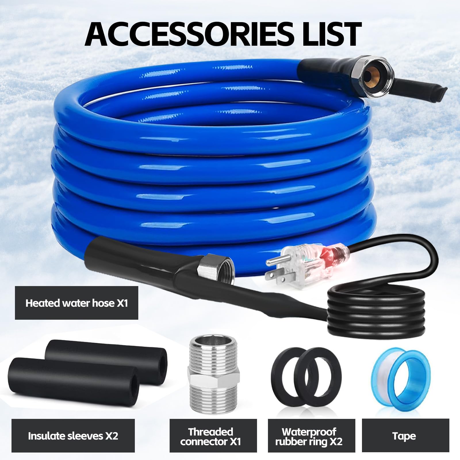 15FT Heated RV Water Hose - Lead & BPA Free Drinking Hose with Thermostat, 1/2