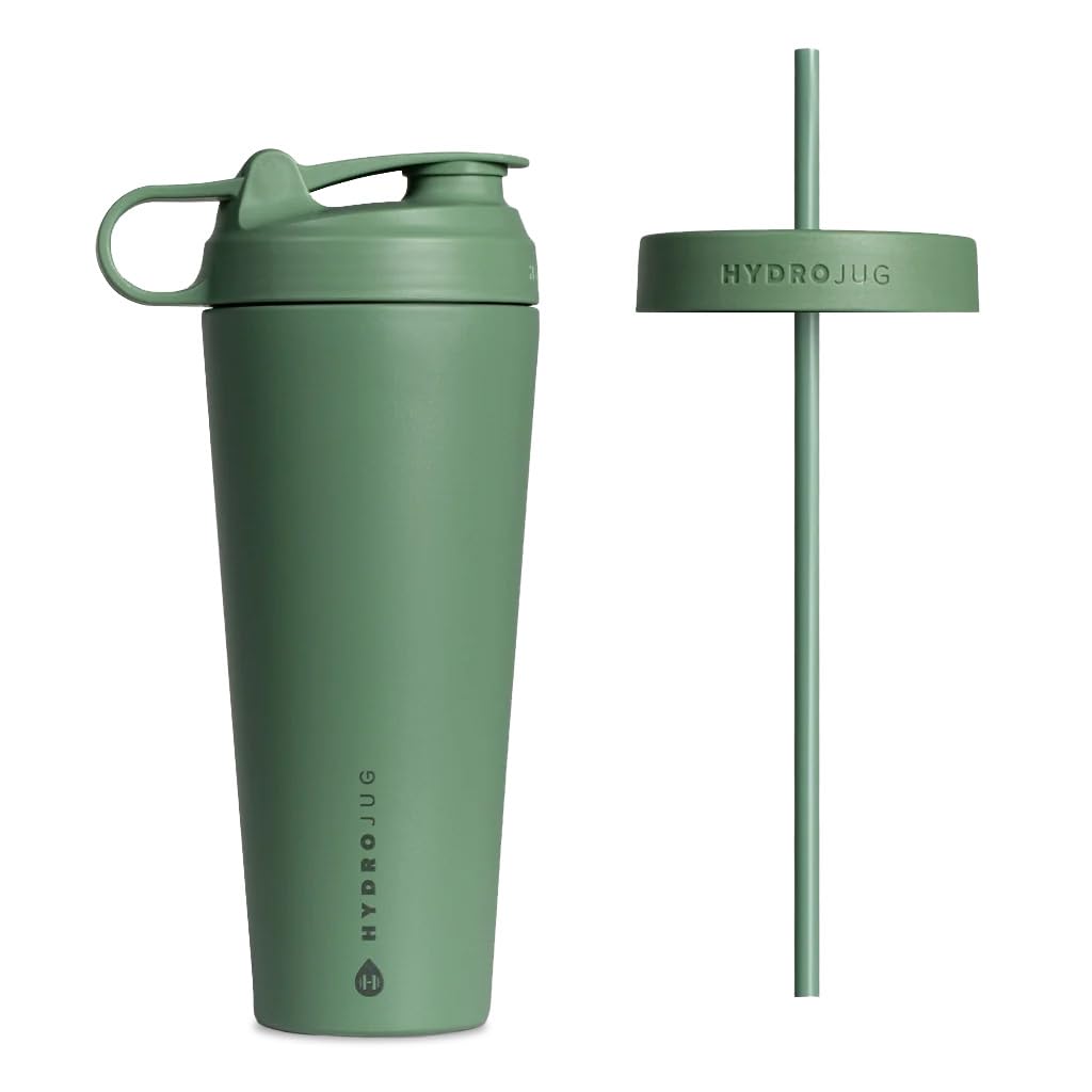 HydroJug 24oz Stainless Steel Shaker Bottle - Leak Proof Protein Shaker Cup for Gym, Workout & Travel | Vacuum Insulated, BPA Free | Keeps Drinks Cold/Hot for Hours | Perfect for Protein Shakes, Smoothies, Iced Coffee & Pre-Workout Drinks