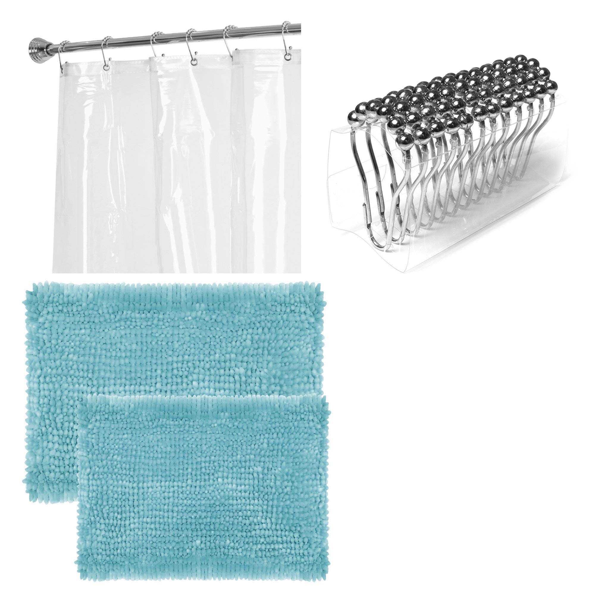 Sweet Home Collection 15-Piece Bath Set with 2 Plush Bathroom Rugs in Blue - Soft & Absorbent Towel Set for Spa-Like Luxury, Perfect for Master Bathrooms & Guest Suites