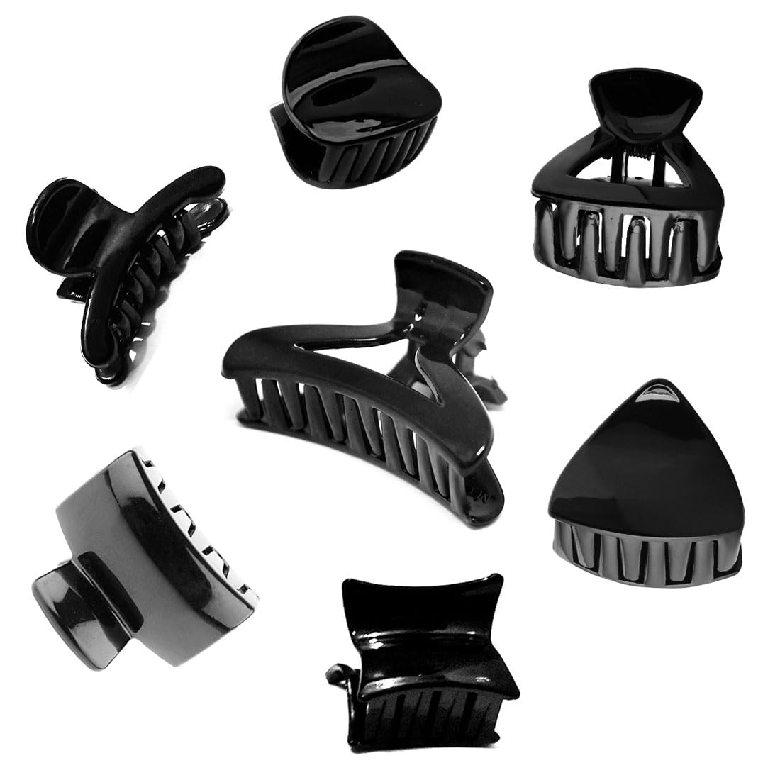 Bharatgaurav Acrylic Plastic Butterfly Hair Clips for Women & Girls - 7-Piece Set (Black) - Perfect for School, Parties & Everyday Hairstyles