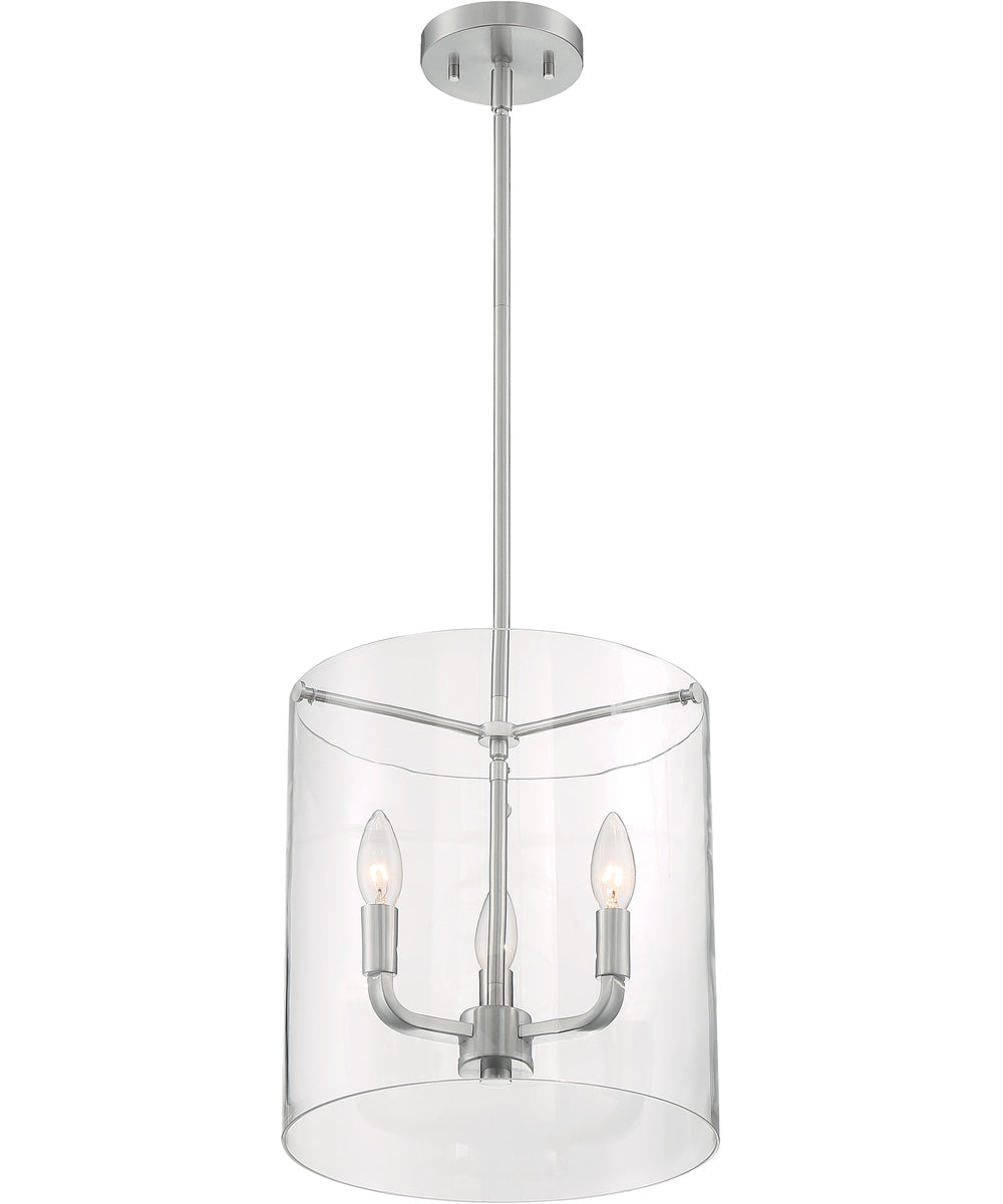 12W Sommerset 3-Light Brushed Nickel Pendant Light Fixture - Perfect for Kitchen Island, Dining Room, and Entryway Lighting