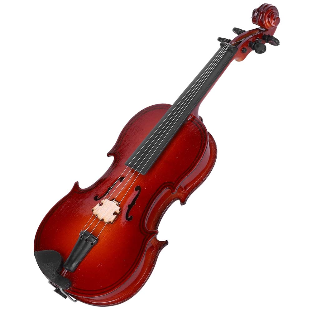 Mini Wooden Violin Model - 14cm Musical Instrument Decor for Office & Home