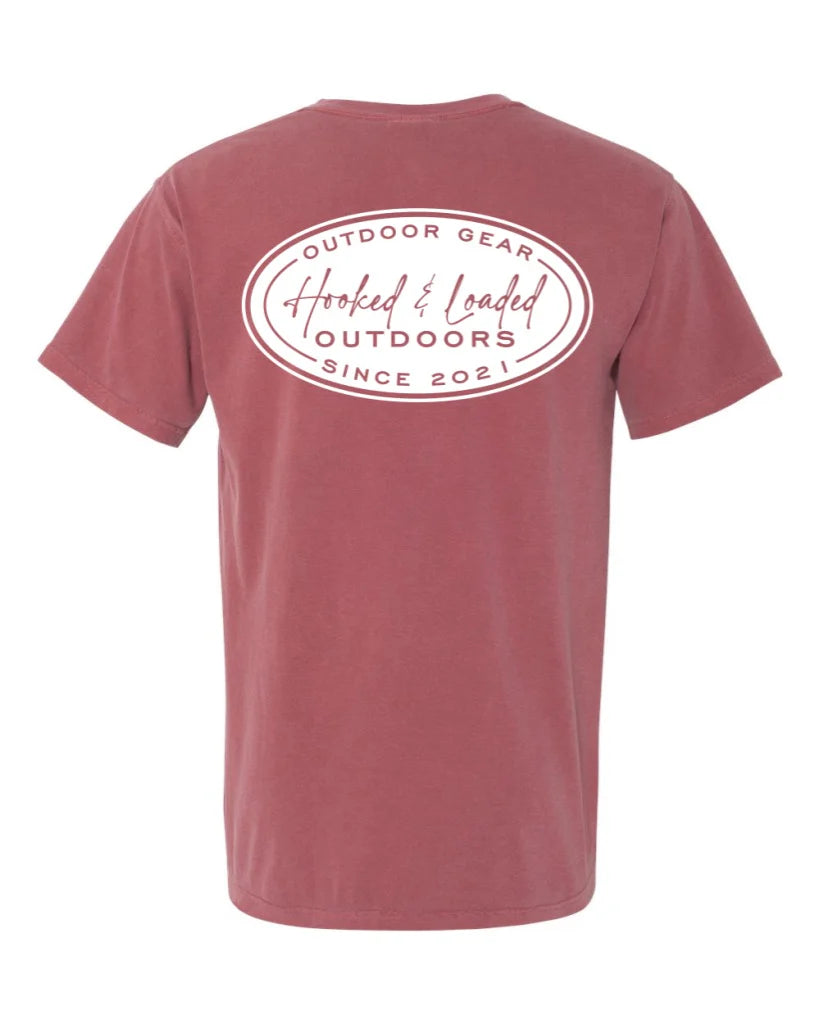 HLO Logo Tee in Brick Red - Soft Cotton Short Sleeve Graphic T-Shirt for Men & Women - Perfect for Casual Wear, Street Style & Everyday Outfits
