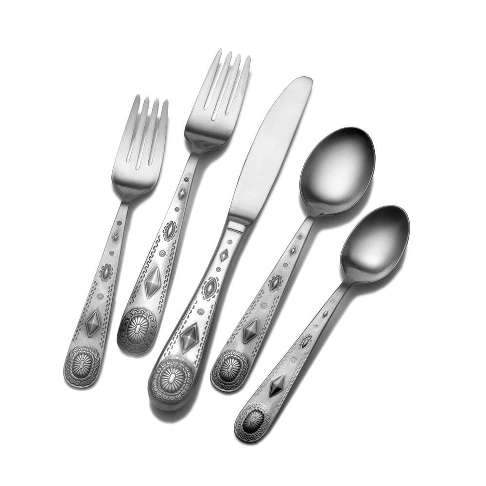 Taos 45 Piece Stainless Steel Flatware Set - Service for 8 People - Elegant Dinnerware for Formal Dining, Wedding Registry & Holiday Entertaining