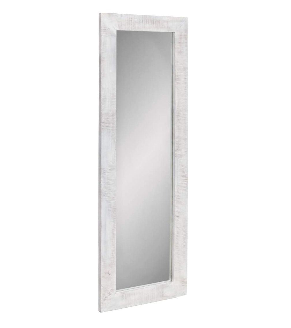 Distressed White Wooden Full-Length Mirror - Vintage Farmhouse Decor for Bedroom, Living Room & Entryway