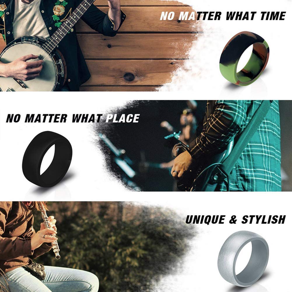 Longbeauty 7 Pack Silicone Wedding Rings for Men & Women - Flexible, Medical Grade, Comfort Fit Bands for Sports, Outdoor Activities & Daily Wear - Perfect for Gym, Running, Swimming & Work Safety