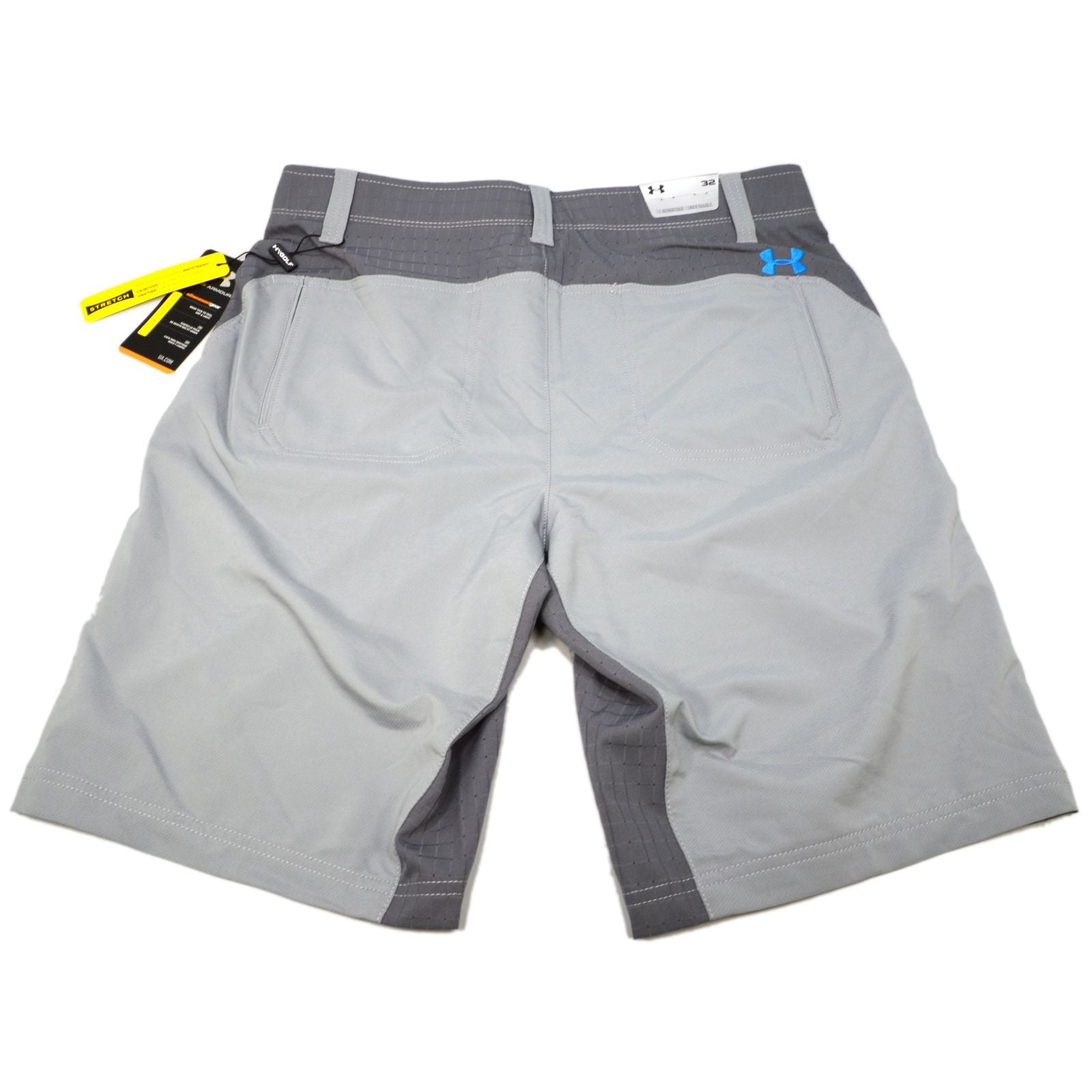 New Under Armour UA Golf Shorts for Men - Size 32 in Gray & Blue with Stretch Waist | Comfortable Athletic Shorts for Golfing, Running & Casual Wear