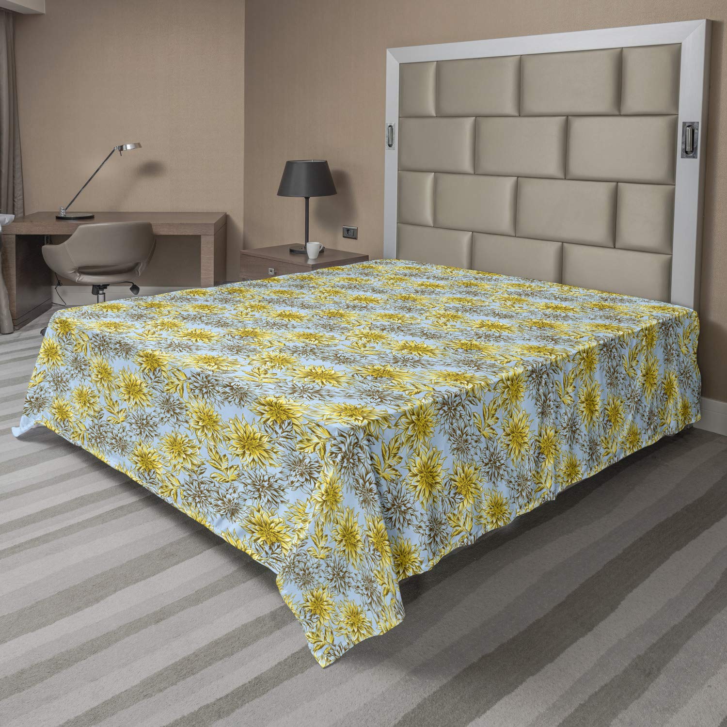 Ambesonne Floral Flat Sheet - Full Size, Soft & Comfortable for Cozy Bedding
