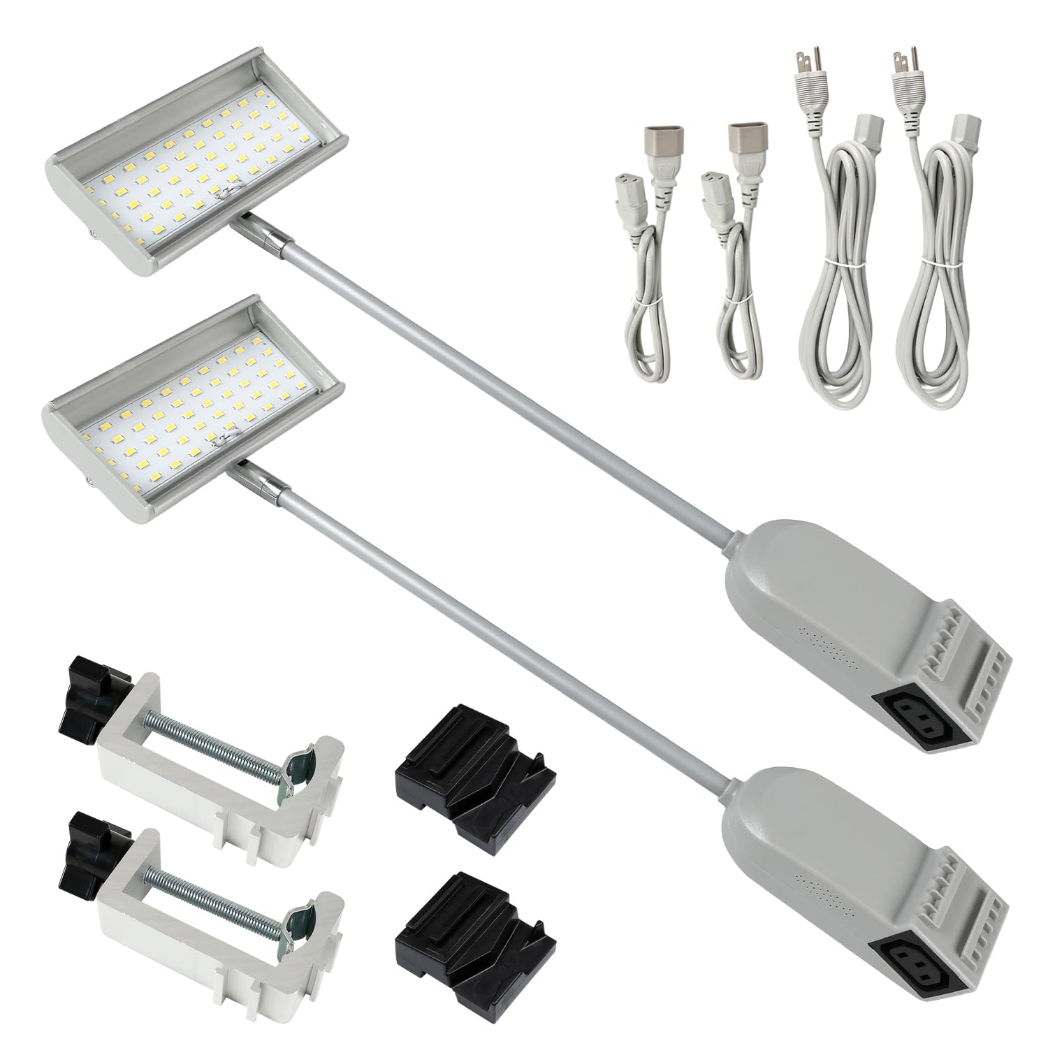 LED Trade Show Lights & Wall Washer - Connectable Exhibit Arm Lighting with Clamps, Mounting Brackets & Power Cables (2-Pack Grey) - Perfect for Trade Shows, Exhibitions & Retail Displays