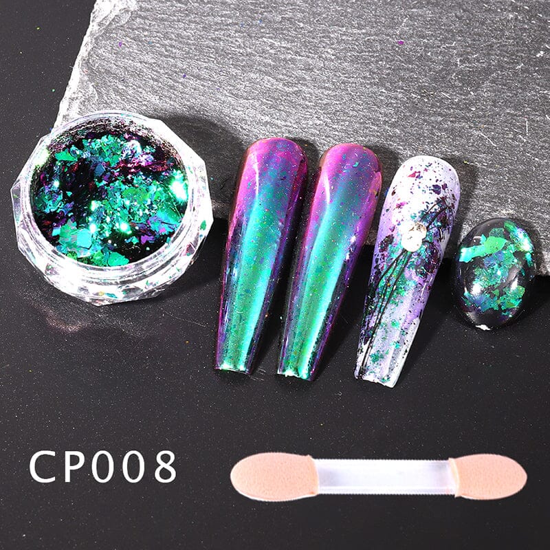 Aurora Chameleon Nail Art Flakes - 12 Colors Shimmering Nail Glitter for Manicure & Pedicure - Perfect for DIY Nail Designs, Parties, and Special Occasions
