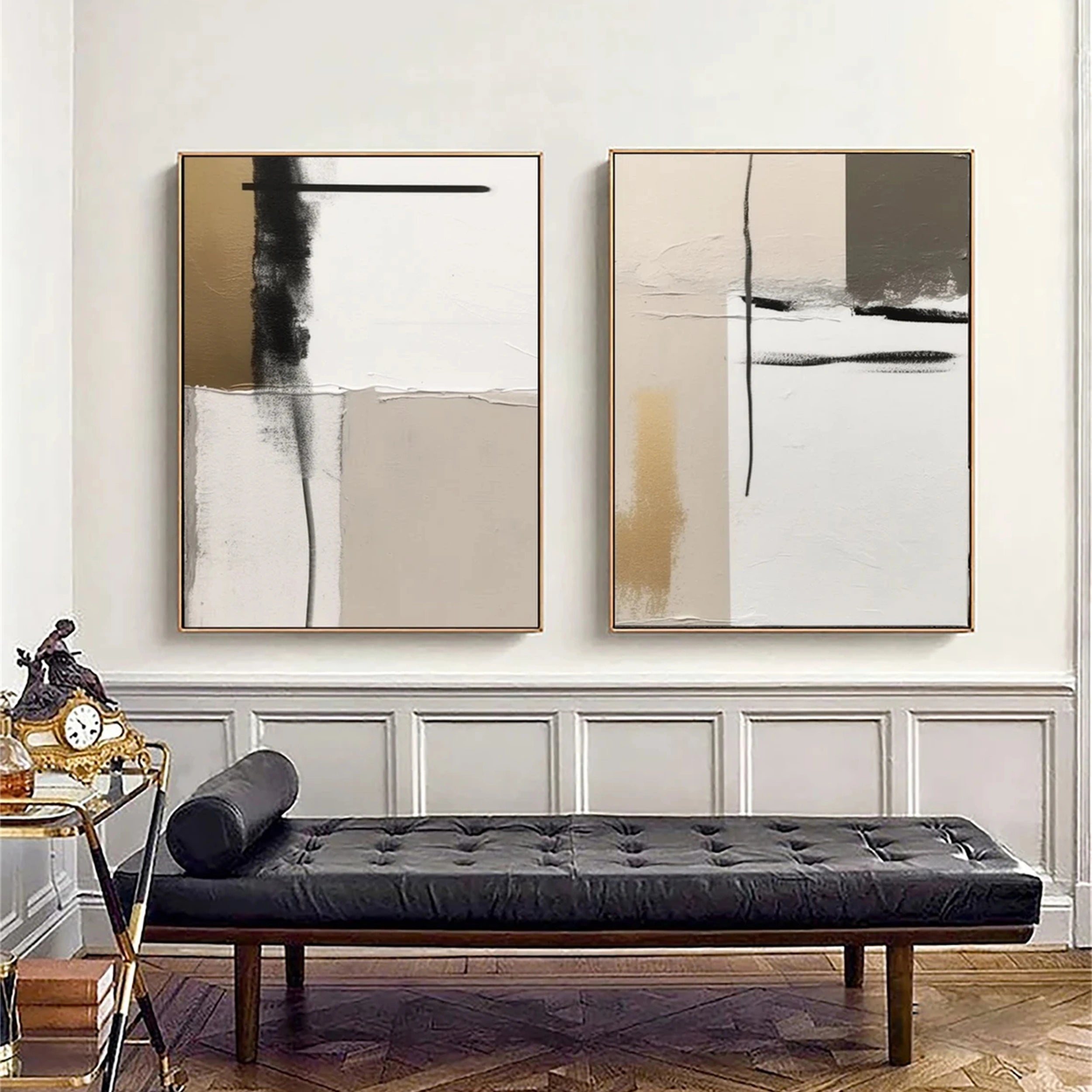 Abstract Painting Set of 2 - Modern Wall Art Decor for Living Room, Bedroom & Office | #AB 093 | Handmade Canvas Artwork for Home & Office Interior Design