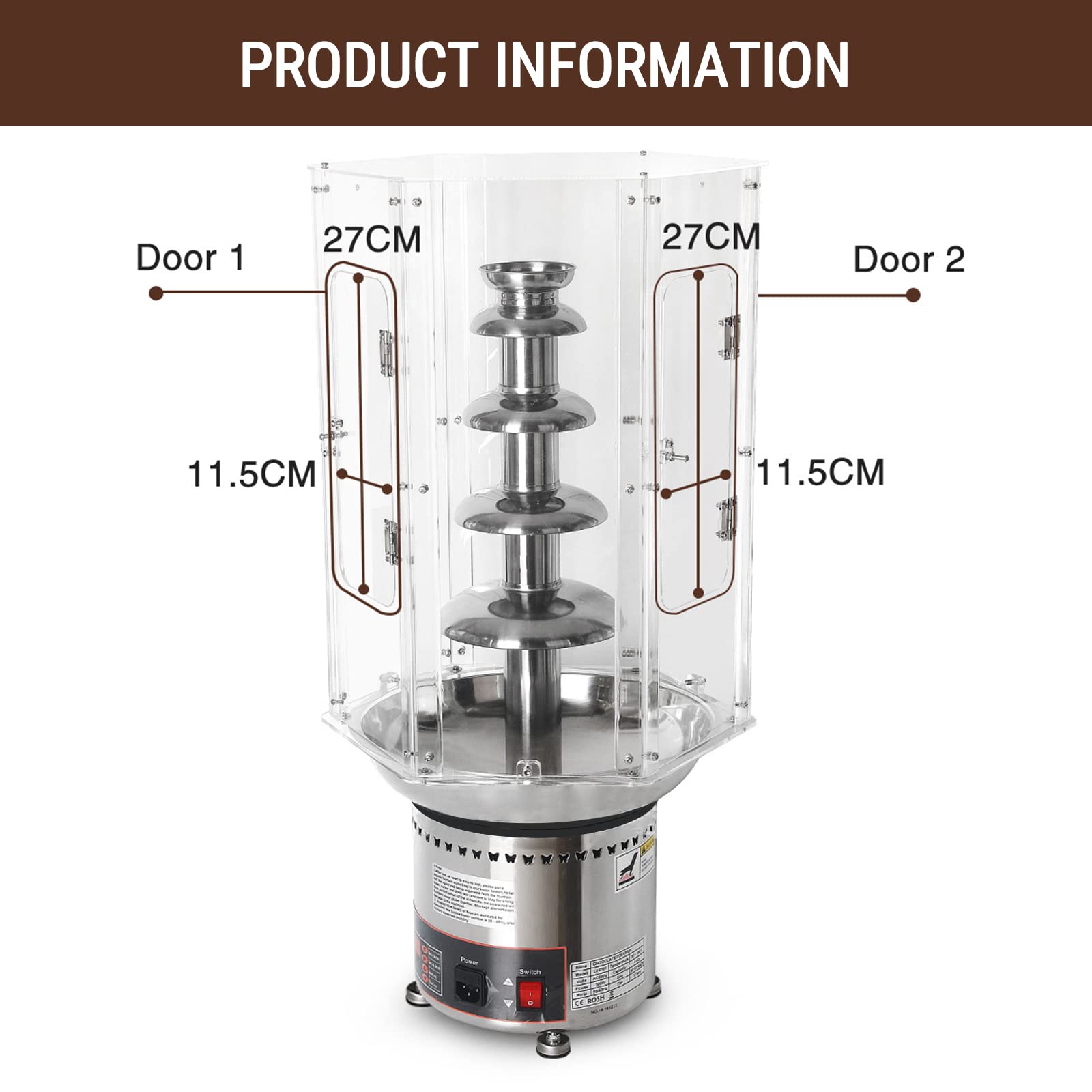 AIZYR PVC Chocolate Fondue Fountain Cover - 4/5/6/7 Tier Waterfall Machine Cover for Party, Wedding, Birthday & Christmas Events (5-Tier) | Durable & Easy-Clean PVC Material for Festive Celebrations & Catering Services