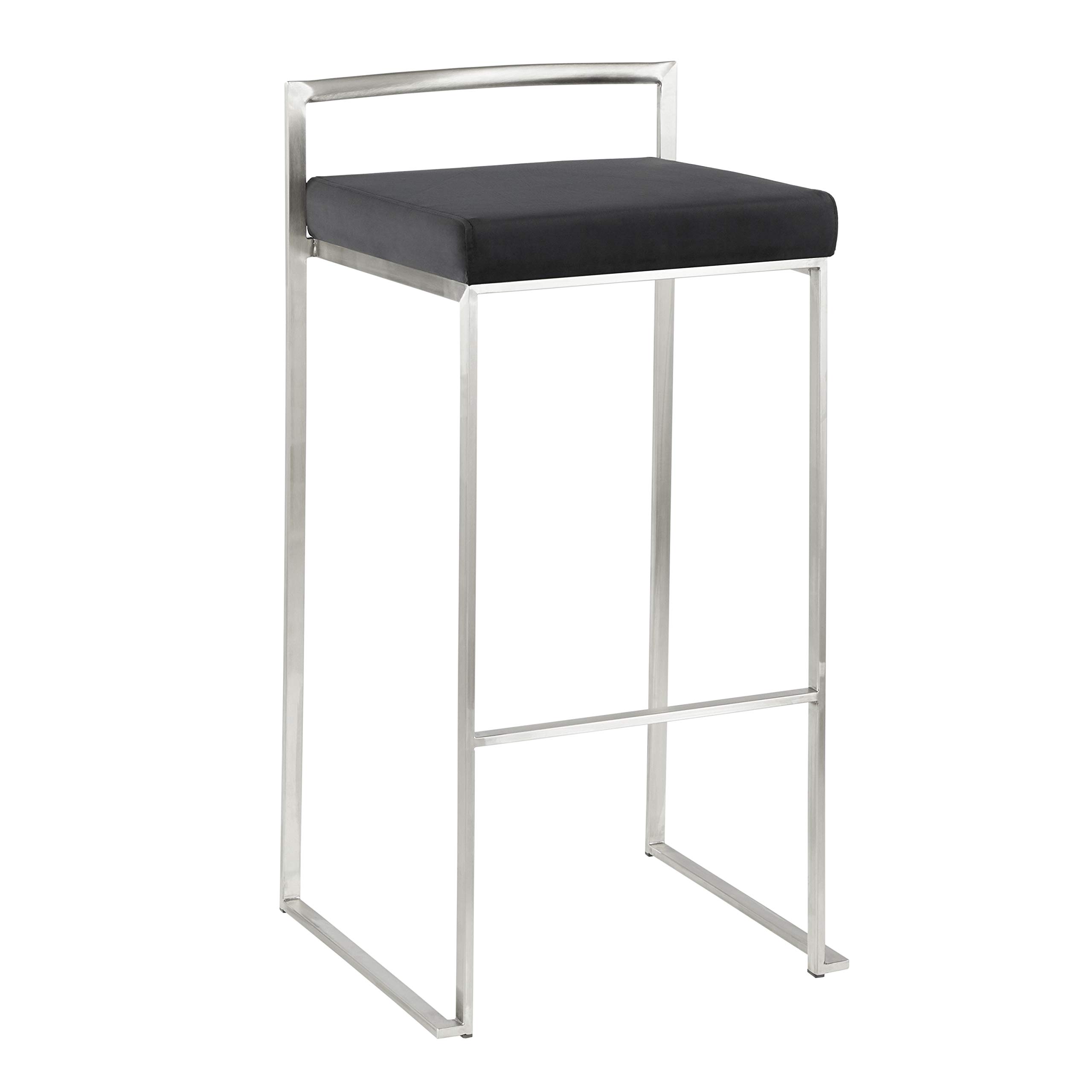 Fuji Stacker Bar Stool Set of 2 - Adjustable Height Modern Bar Chairs for Kitchen Island, Pub & Restaurant - Durable & Space-Saving Counter Stools for Home & Commercial Use