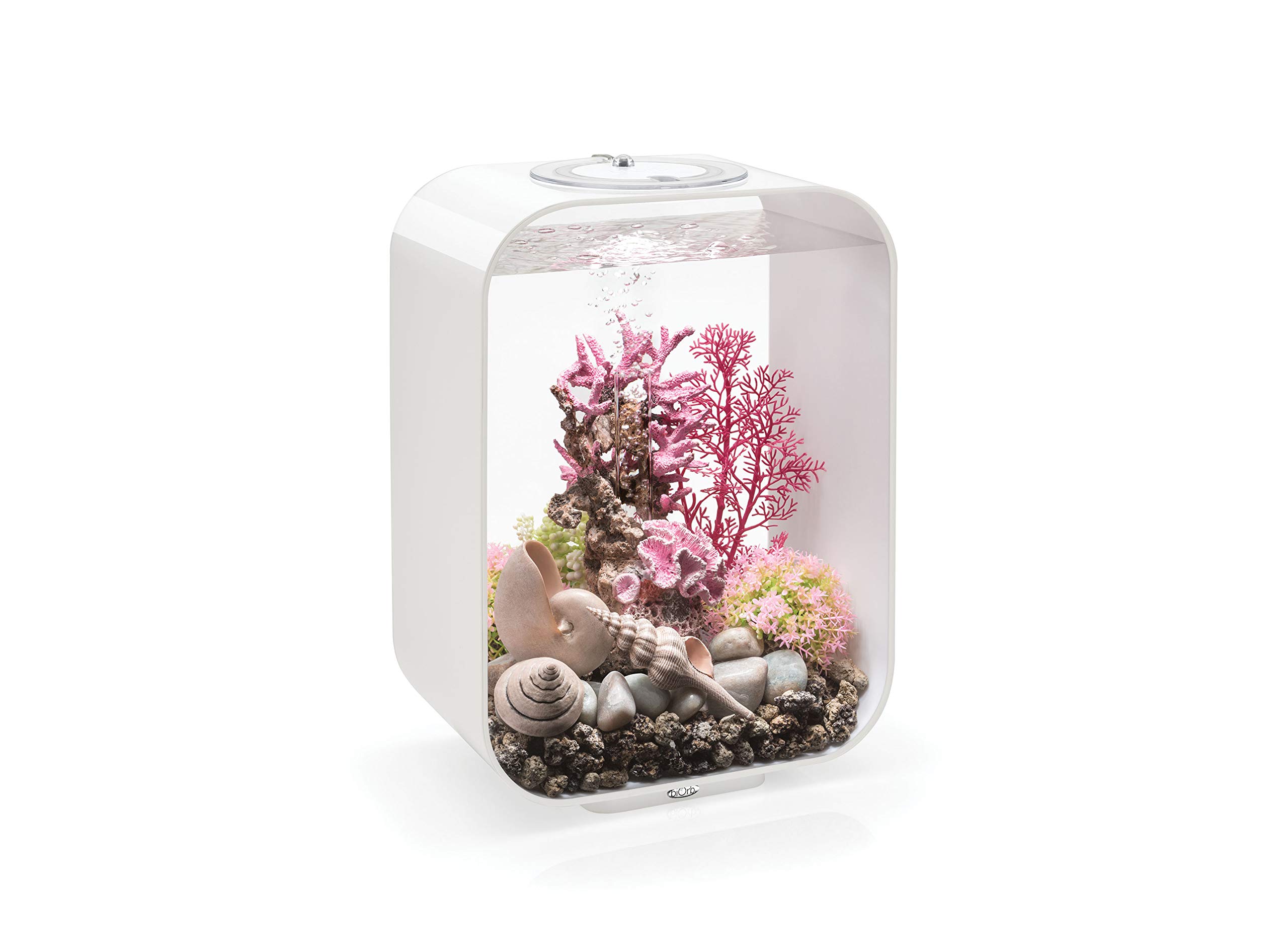 biOrb Life 15 Acrylic 4-Gallon Aquarium with White LED Lights - Modern Compact Fish Tank for Tabletop or Desktop Display - Perfect for Home, Office, or Small Space Decor - White