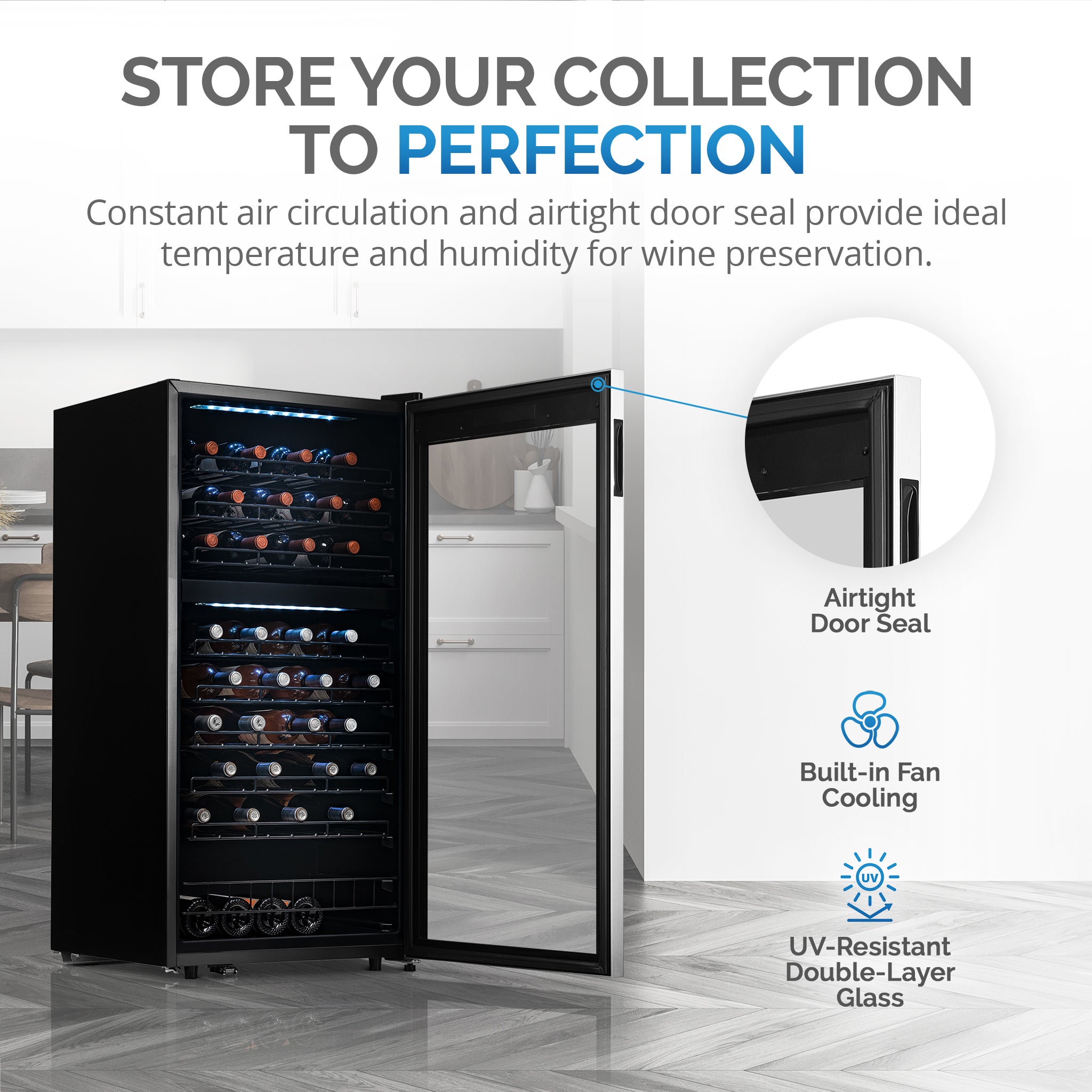 Newair® 76 Bottle 23 Inch Stainless Steel Freestanding Dual Zone Wine Cooler Refrigerator - Perfect for Home Bars, Restaurants, and Wine Cellars