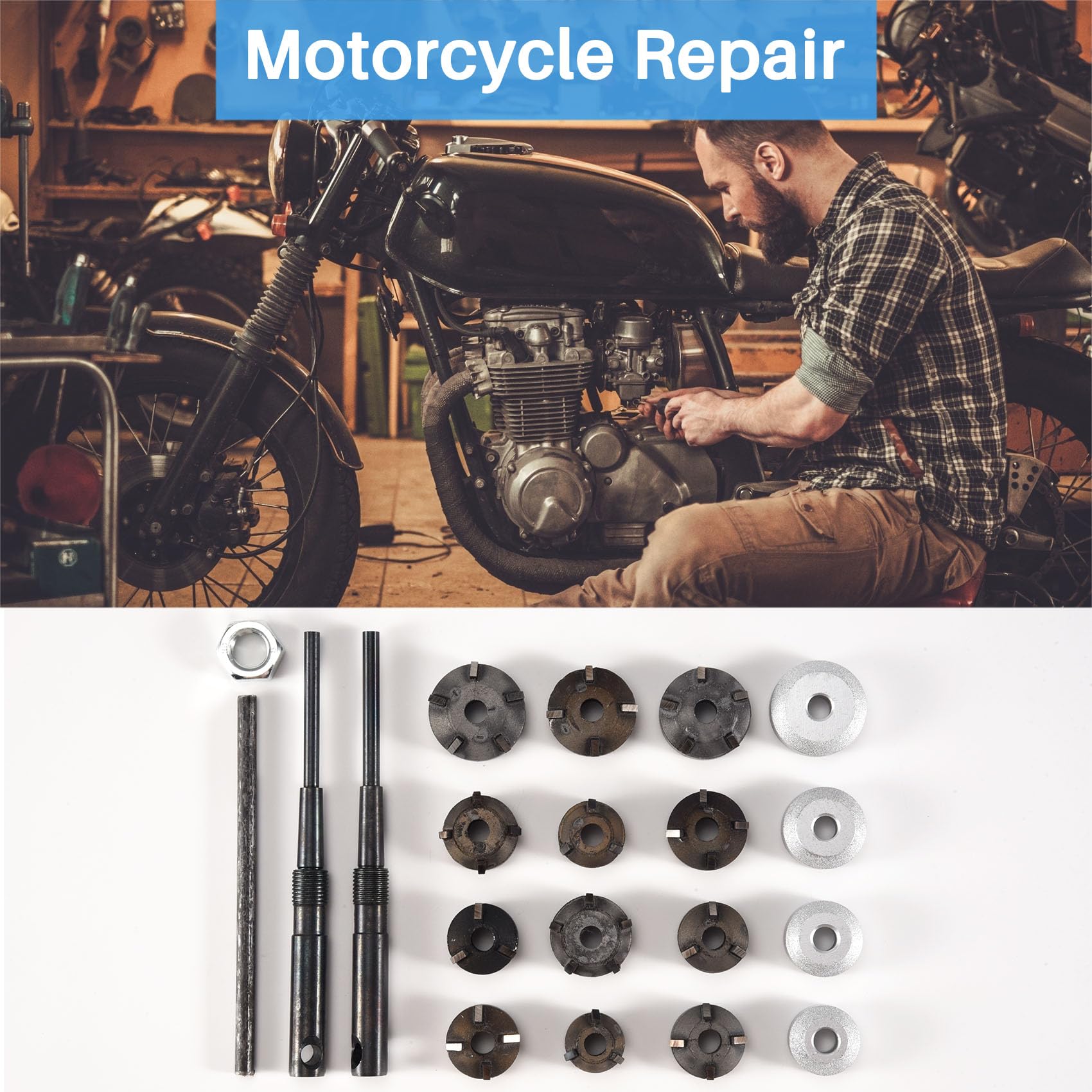 Universal Valve Seat Reamer Tool Set - Professional Motorcycle Repair Kit with Cutter for Valve Grinding and Engine Maintenance - Perfect for DIY Mechanics and Motorcycle Enthusiasts