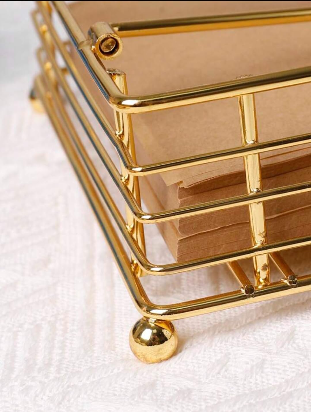 CentraLit Modern Square Napkin Holder with Weighted Arm - Gold Tissue Paper Dispenser for Kitchen, Dining Table, Restaurant, Farmhouse - Perfect for Home Decor, Hotel Tableware & Diwali Decoration - Durable & Stylish Tabletop Organizer