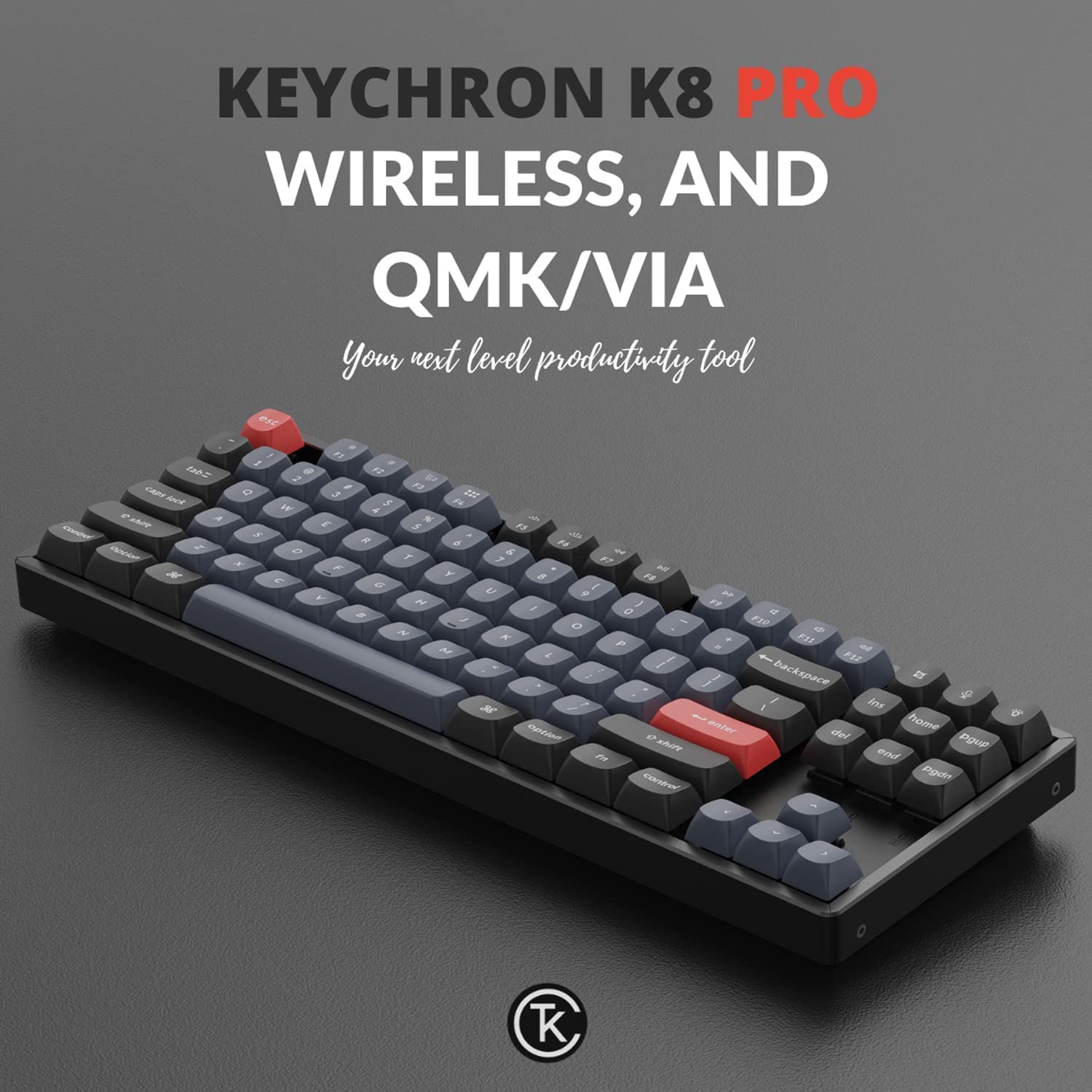 Keychron K8 Pro Wireless Mechanical Keyboard - Hot-Swappable, RGB Backlit, Aluminum Frame, Gateron G Pro Brown Switches, QMK/VIA Programmable for Mac/Windows/Linux | Perfect for Office Work, Gaming & Coding