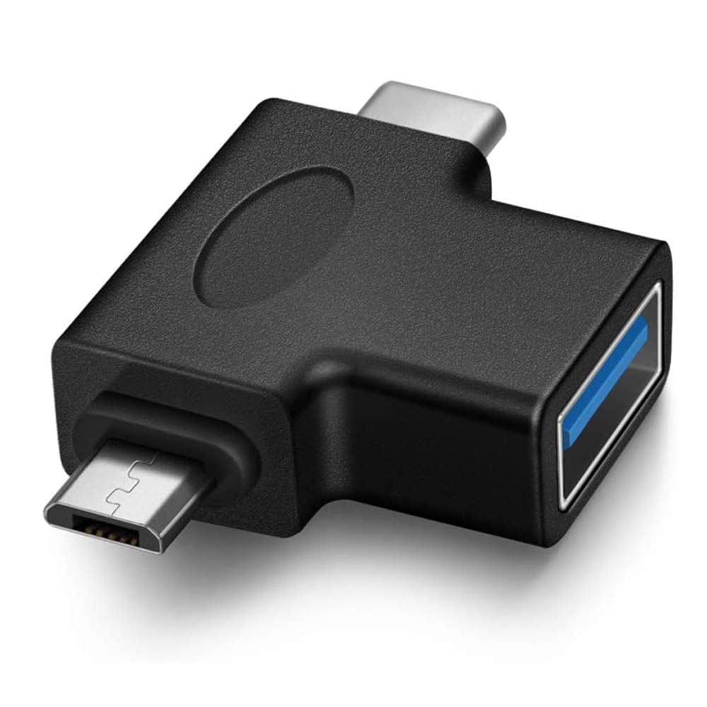 VMOJO 2-in-1 OTG Converter - USB 3.0 to Micro USB & Type C Adapter - Dual USB 3.0 Female to Micro USB Male & USB-C Male Connector (2 Pack) - Perfect for Smartphones, Tablets & Data Transfer