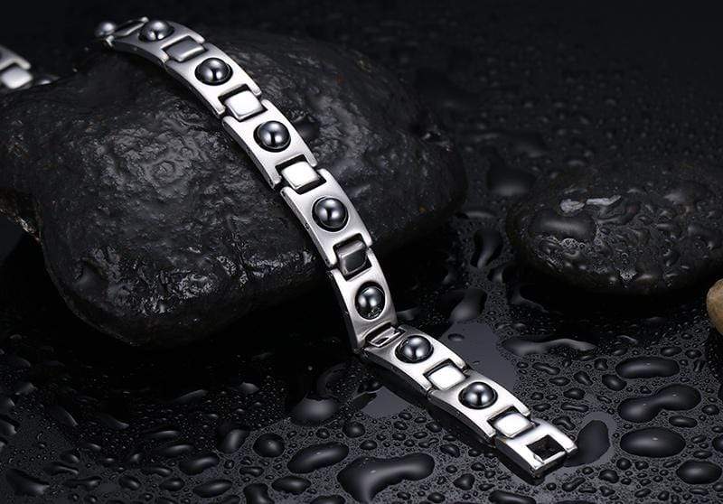 Black Stainless Steel Magnetic Therapy Bracelet for Pain Relief & Improved Circulation - Unisex Healing Jewelry for Arthritis, Headaches & Wellness