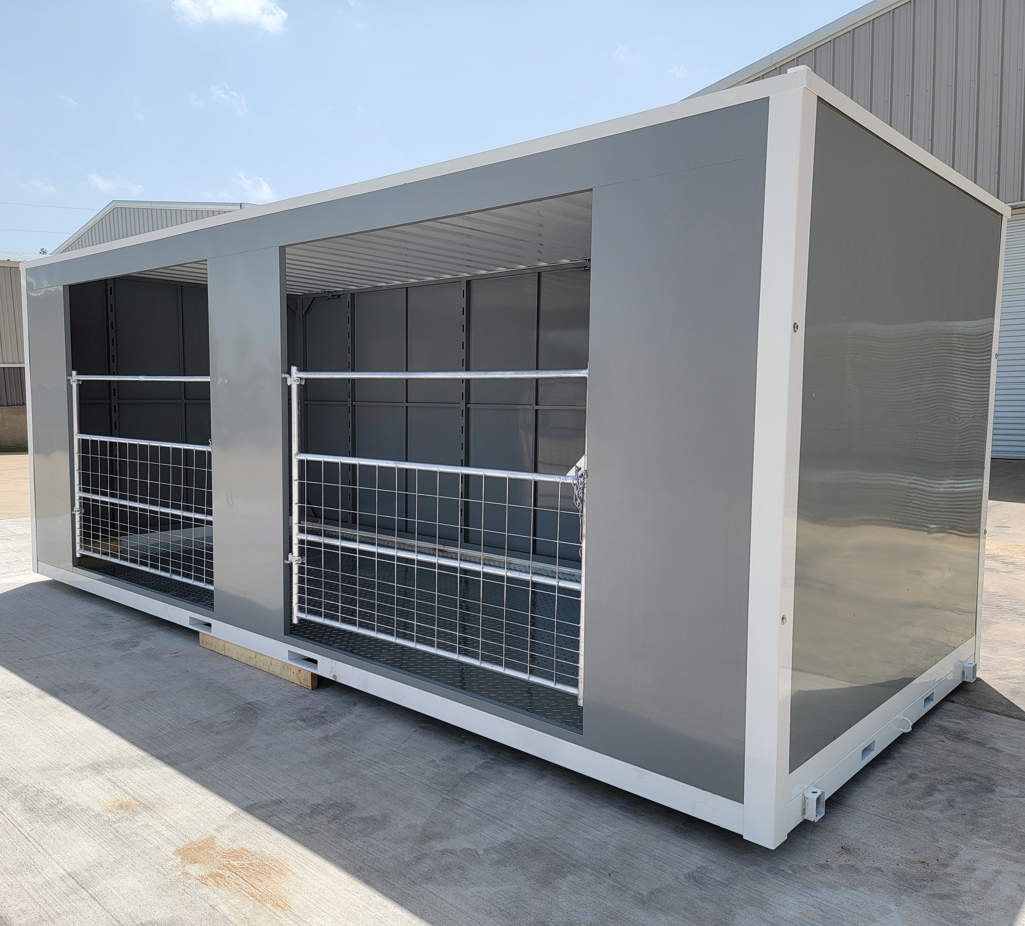 8'x20' Double Livestock Stall - Portable Relocatable Storage Building & Loafing Shed Container for Horses, Cattle, and Farm Animals | Durable Outdoor Shelter for Ranches, Farms, and Agricultural Use