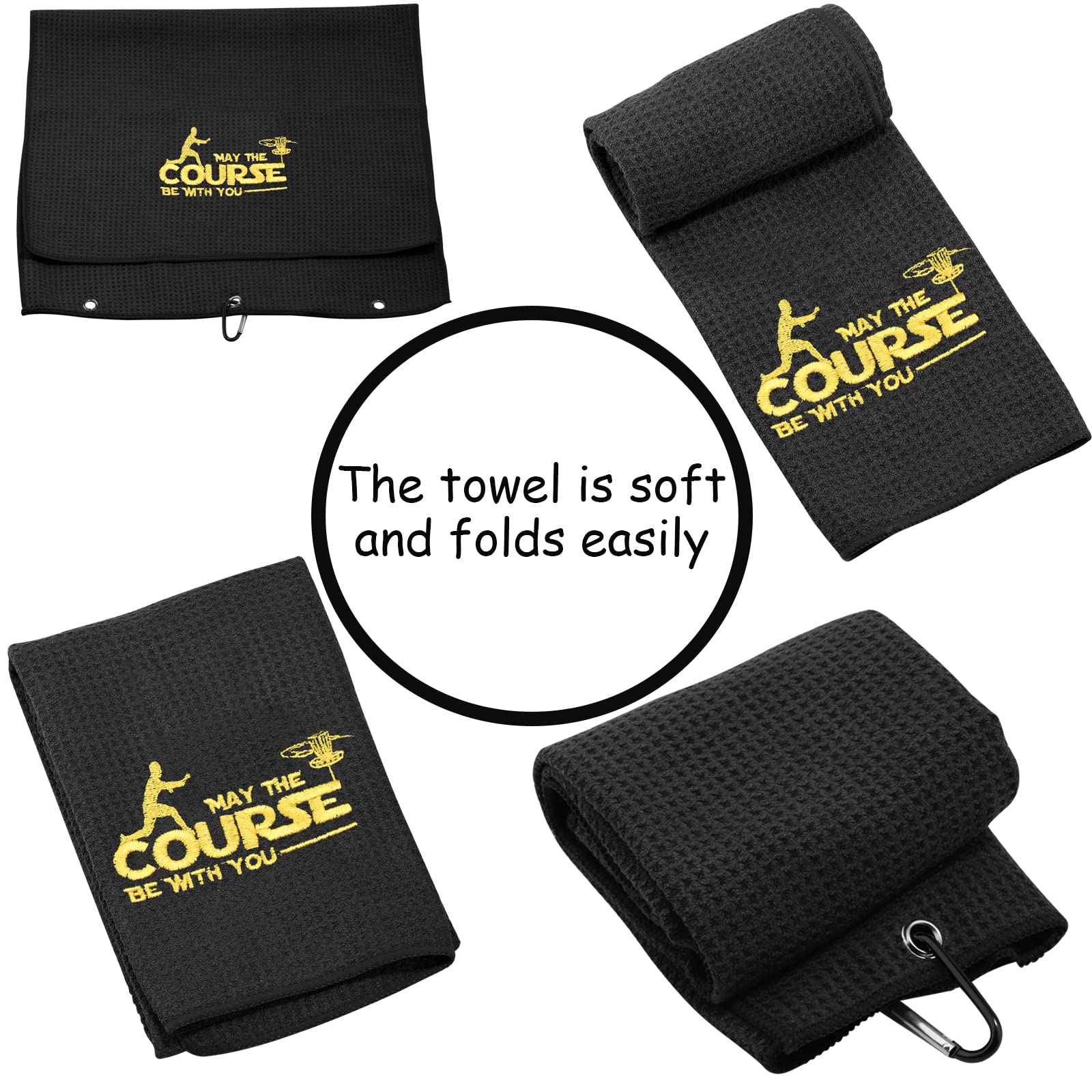 TSOTMO Disc Golf Towel - Premium Frolf Towel for Ball Cleaning | May The Course Be With You Design | Durable Golf Accessory for Disc Courses & Outdoor Sports