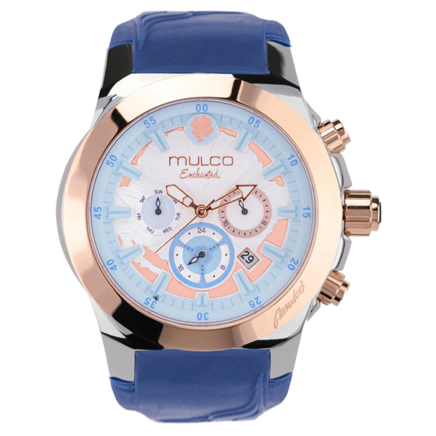 Mulco Women's Watch - Silver Stainless Steel with Silicone Band, Rose Gold & Mother Pearl Face for Everyday Elegance