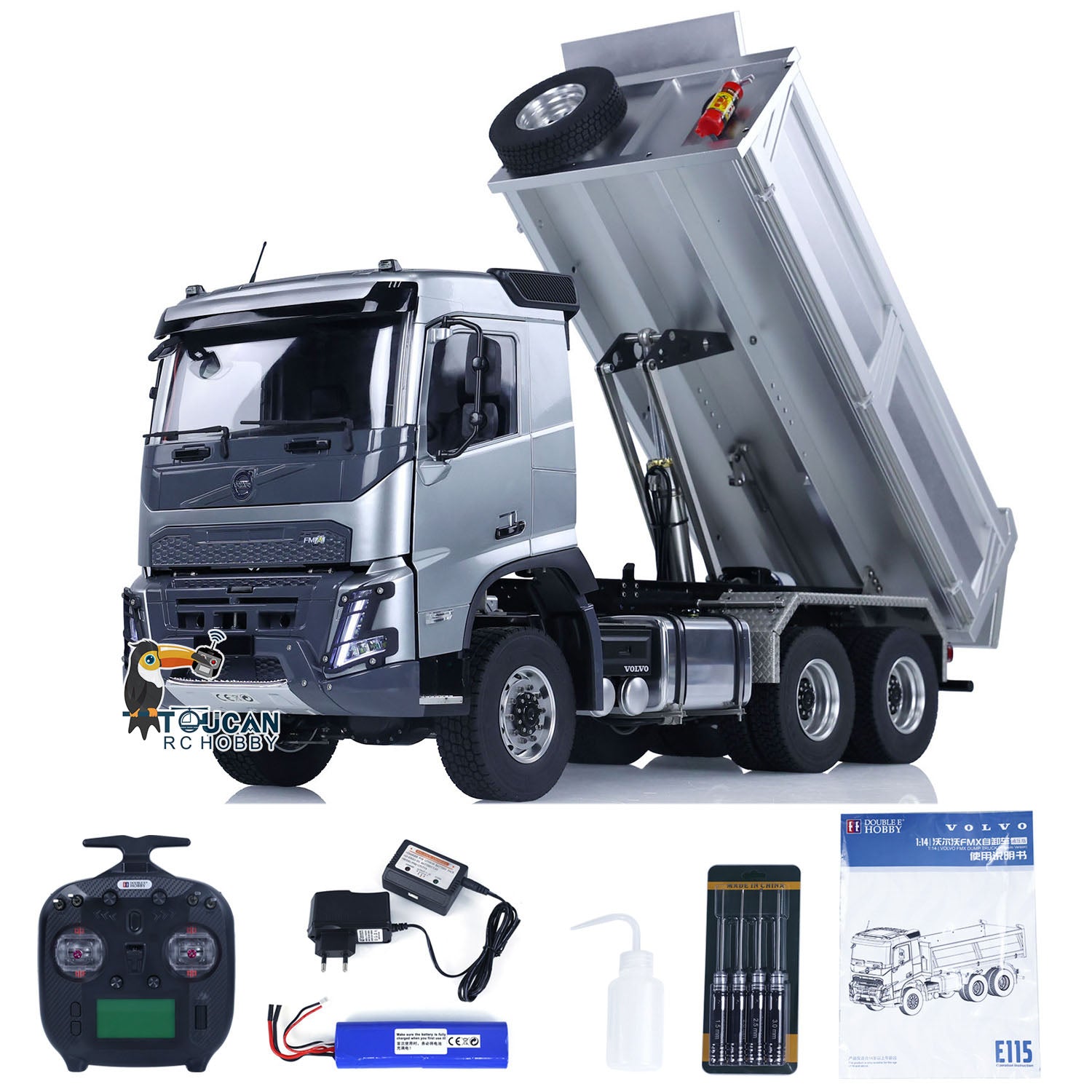 1/14 Scale Double E Hydraulic RC Dump Truck - 6x6 FMX Remote Control Construction Vehicle, Ready-to-Run Hobby Model for Adults & Kids - Perfect for Construction Site Play, DIY Projects & Collector Displays