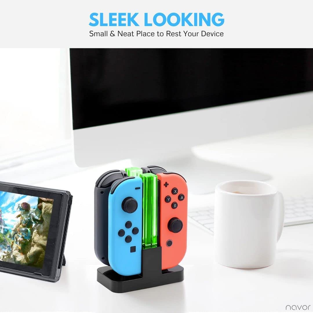 Navor Controller Dock Stand - Joy-Con & Pro Controller Charging Dock for Nintendo Switch - Fast USB-C Charging Station with LED Indicators - Perfect for Gaming, Multiplayer & Travel Accessories