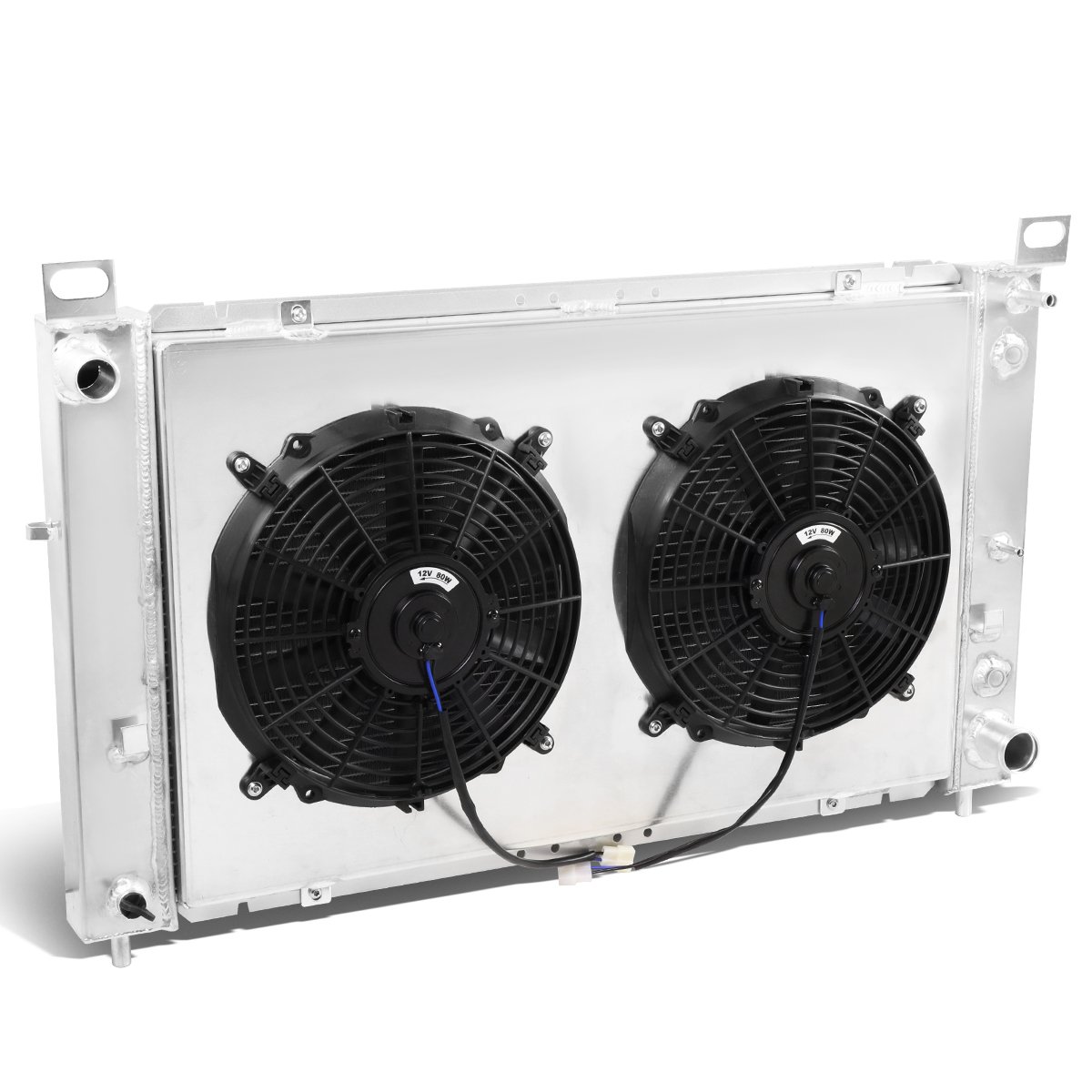 DNA Motoring RA+FS-SILVERADO99-2 3-Row Full Aluminum Radiator with Fan Shroud - Compatible with 2000-2007 GMC Yukon, 1999-2006 Chevy Sierra 1500, 2002-2005 Cadillac Escalade (4.8L/5.3L V8) - High-Performance Cooling for Off-Road & Towing