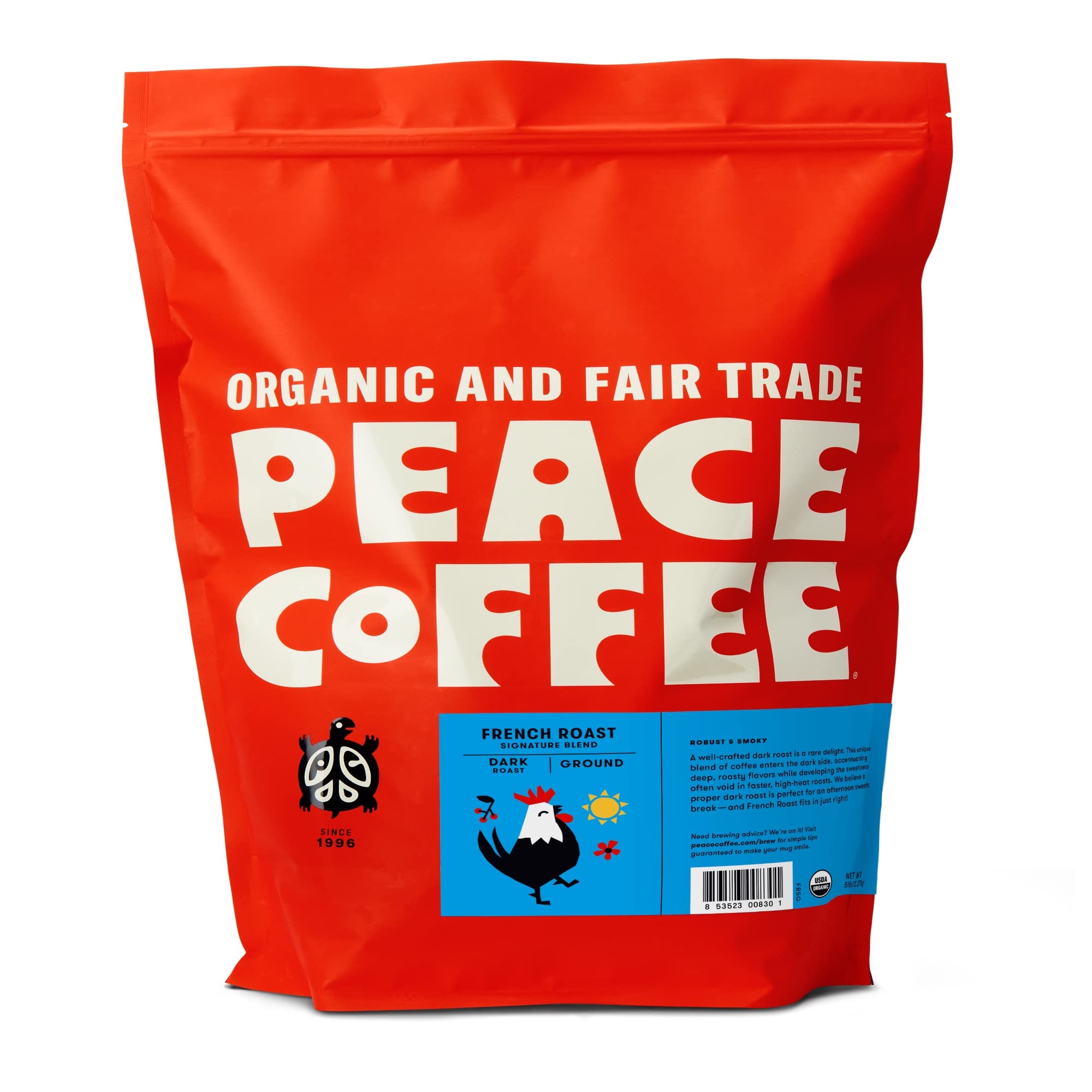 Organic Fair Trade French Roast Dark Roast Coffee - 5 lb Ground | Shade Grown, Fresh Roasted | Soft & Gentle Flavor | Perfect for Morning Brew, Office Use & Gift Giving