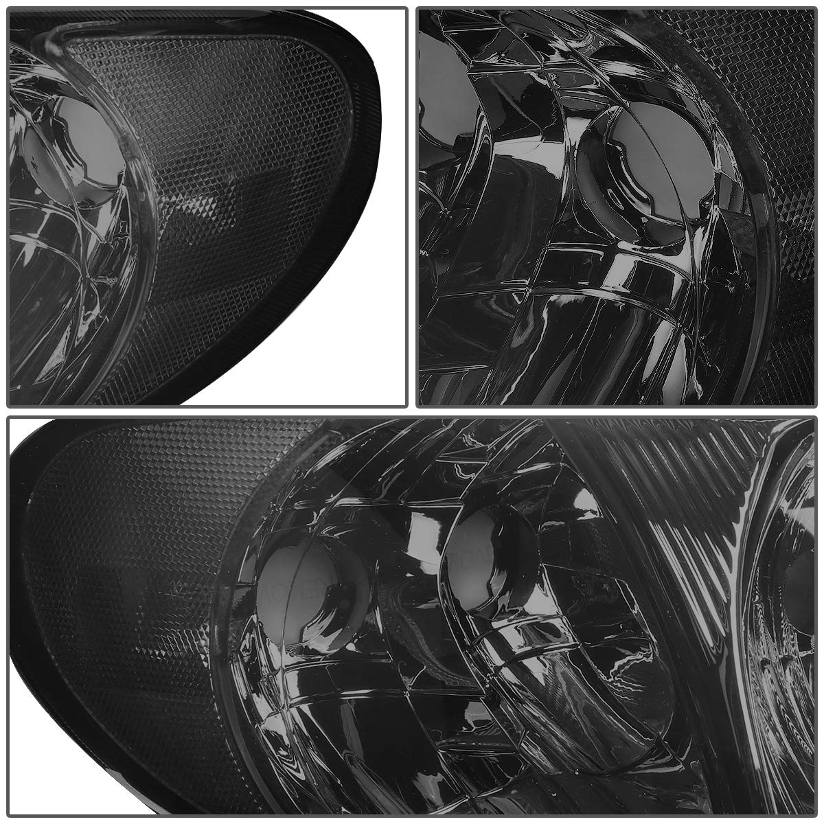 DNA MOTORING HL-OH-DOC01-SM-CL1 Smoked Lens Clear Corner Headlights Pair - Compatible with 2001-2007 Dodge Grand Caravan & Chrysler Town & Country - Replacement for Foggy/Broken Headlights - Enhanced Night Driving Safety