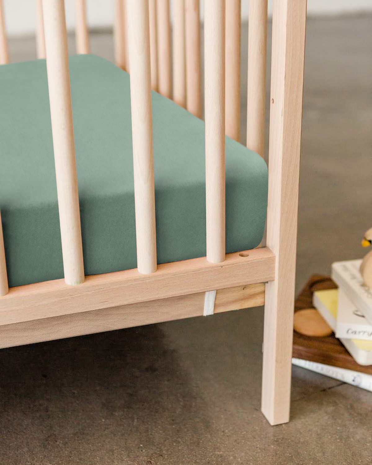 **Babebay 2-Pack Soft Cotton Fitted Crib Sheets for Boys & Girls - Neutral Sage Green, Fits Standard Crib & Toddler Mattress (52