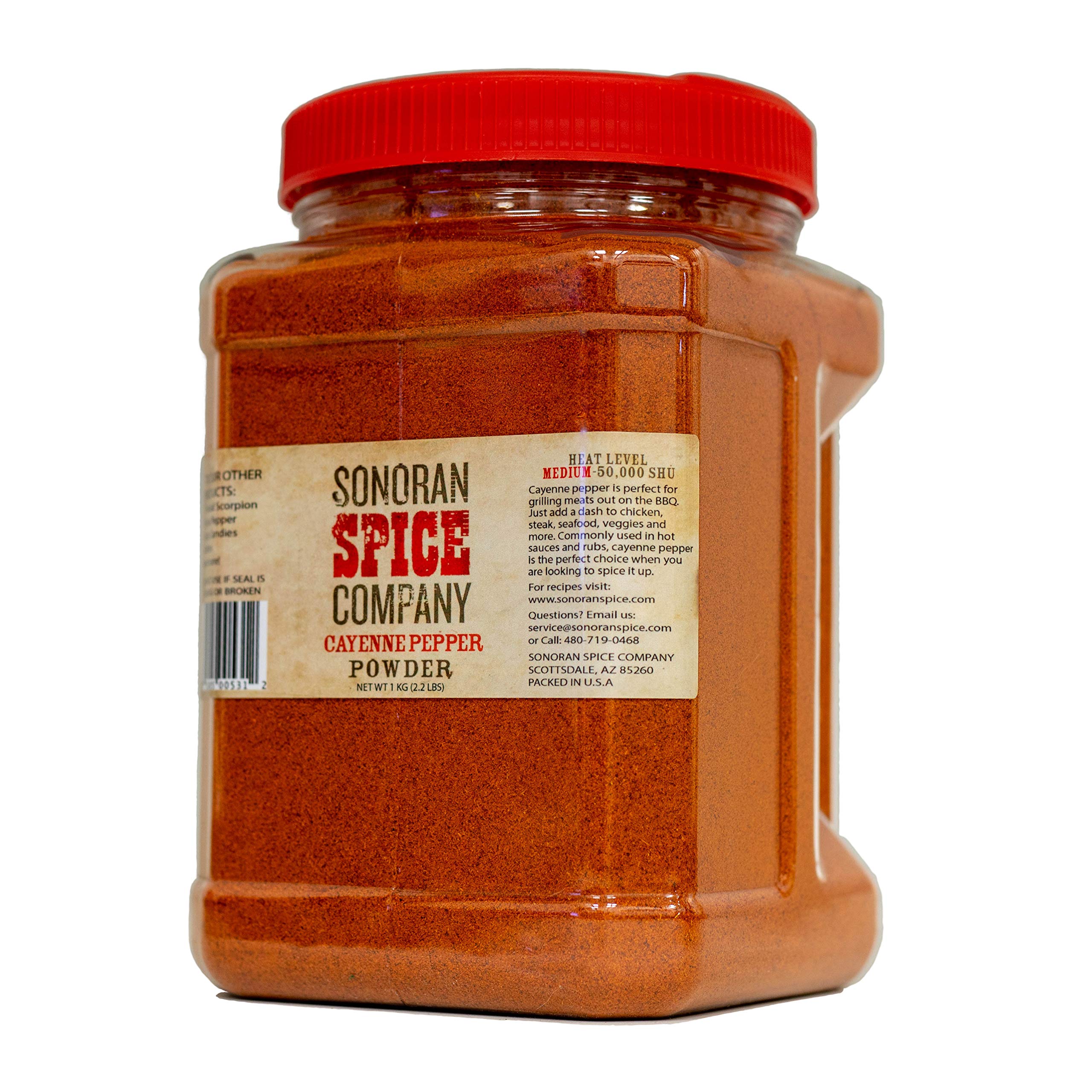 Organic Sonoran Spice Cayenne Pepper Powder 1kg (2.2 lbs) - Hot Chili Powder for Cooking, Seasoning & Spicy Recipes - Perfect for BBQ, Mexican Food & Homemade Hot Sauce