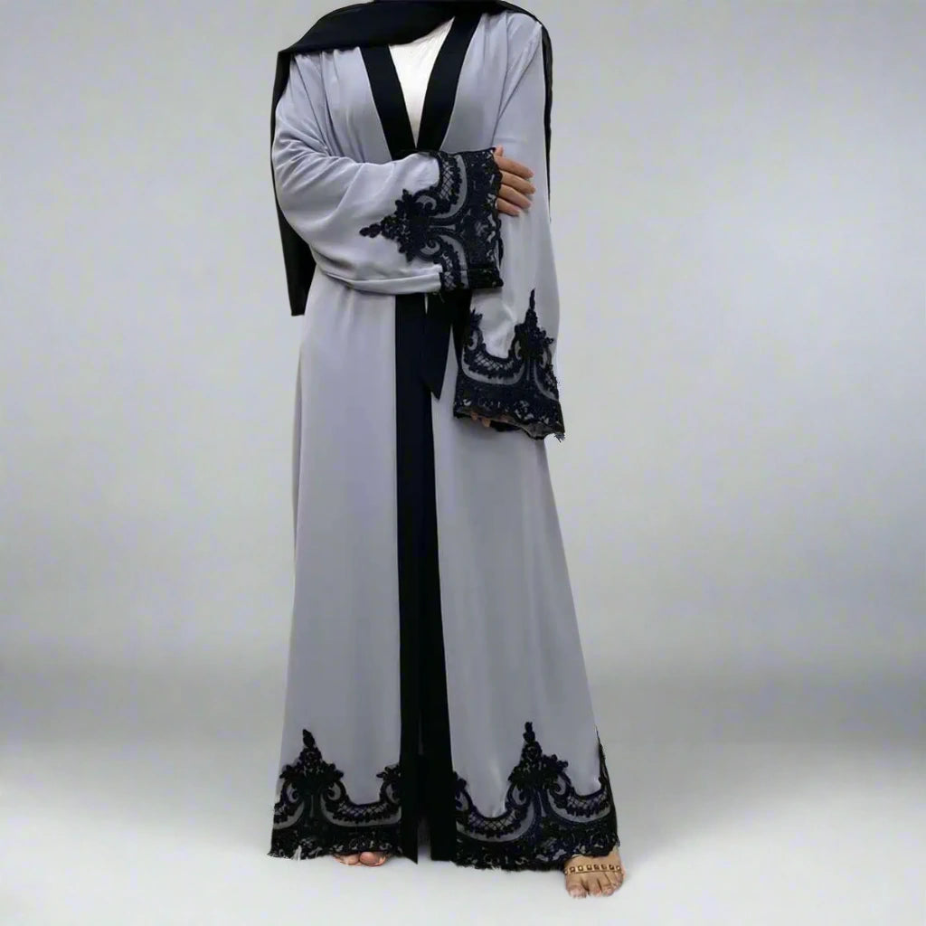 Elegant Muslim Women's Fashion Ramadan Cardigan Maxi Robe Open Abaya Dress - Perfect for Prayer, Eid Celebrations & Modest Daily Wear